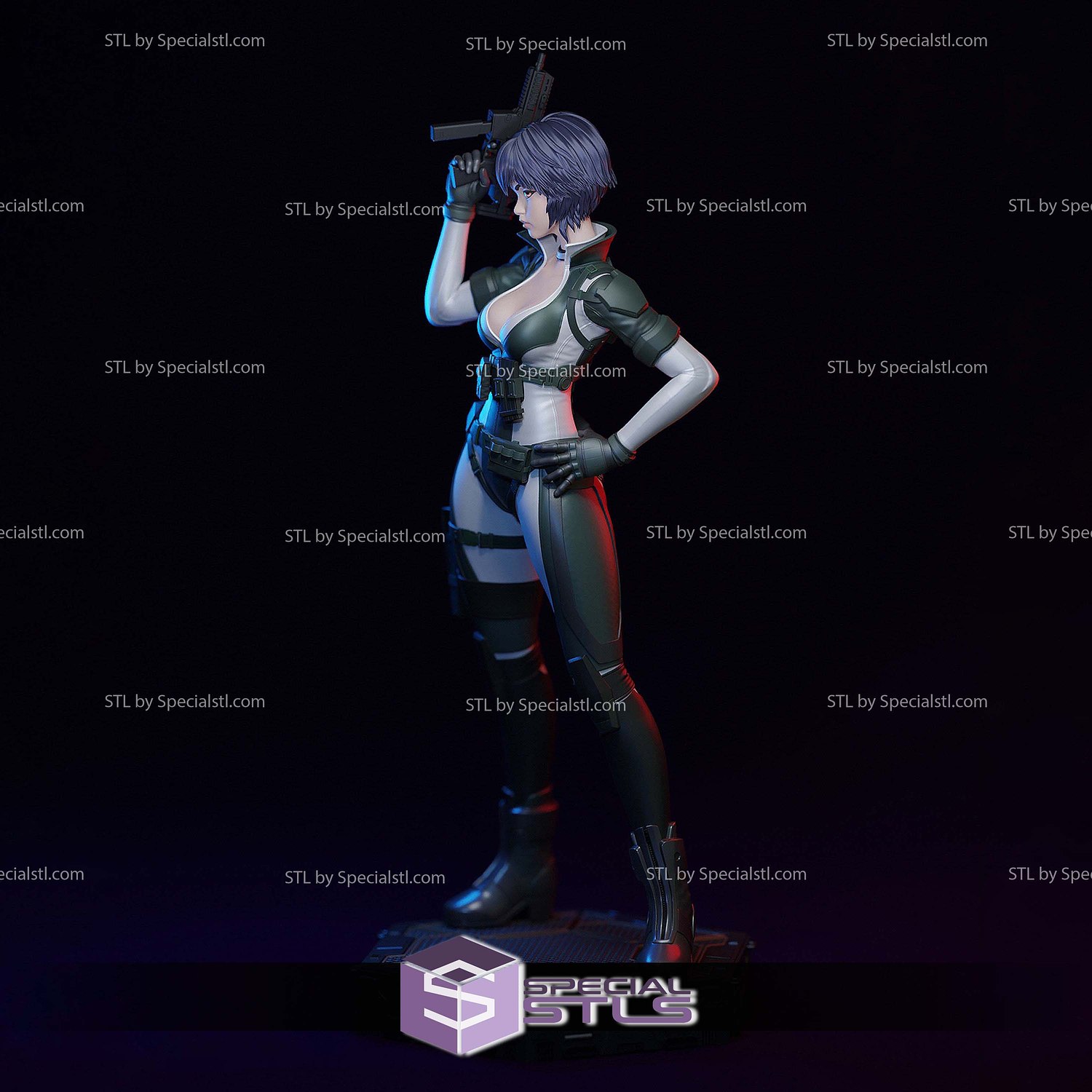 Motoko Kusanagi Battle Version STL Files 3D Model — view 4