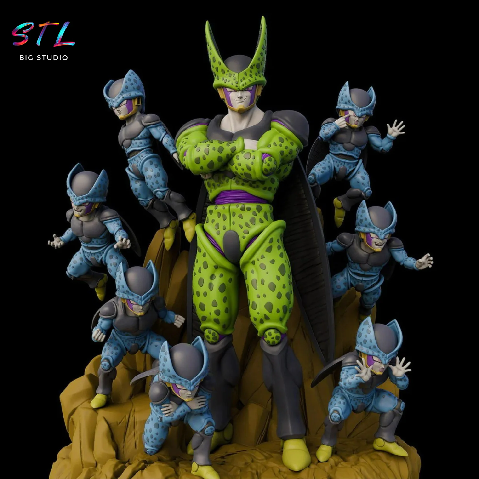 Perfect Cell and Cell Juniors STL | Dragon Ball Z Diorama for 3D Printing Model