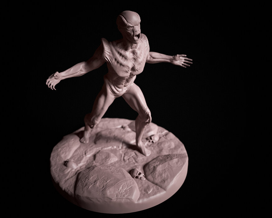 ALien statue of humanoid 3D STL Model — view 2