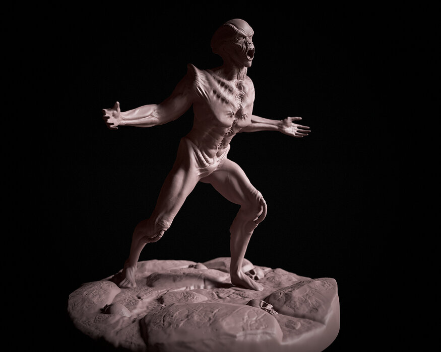 ALien statue of humanoid 3D STL Model — view 3