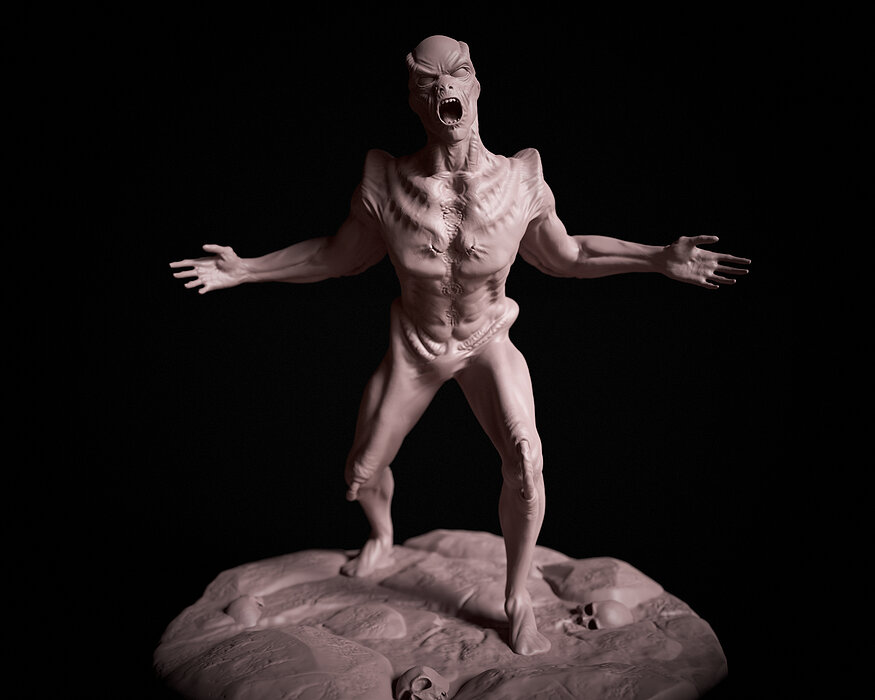 ALien statue of humanoid 3D STL Model — view 4