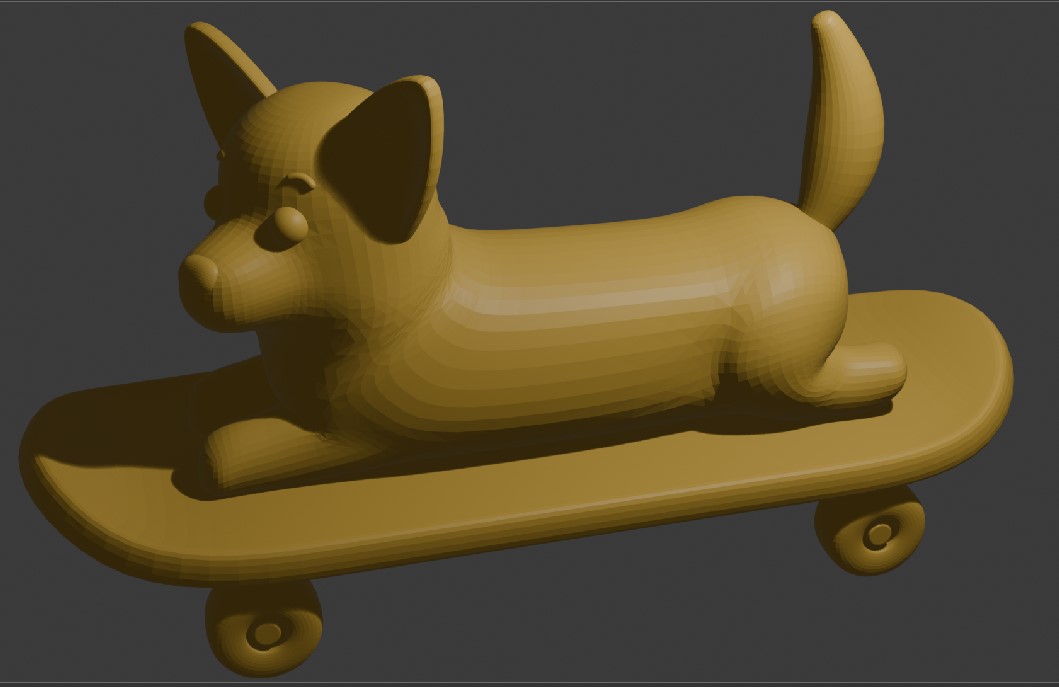 Corgi en patineta 3D STL Model