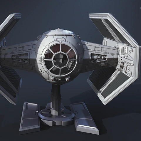 TIE Advanced 3D Printing Model Assembly + Action STL Model