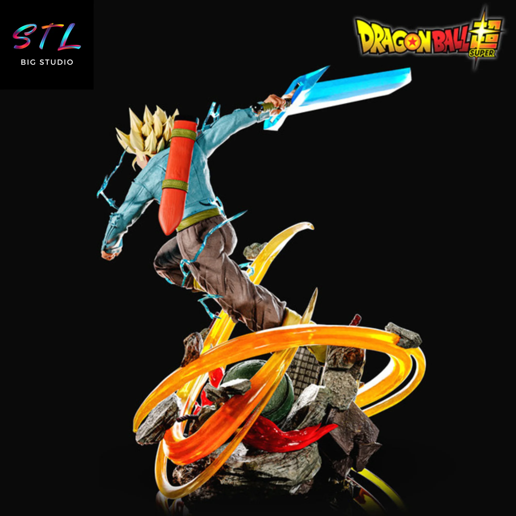 Trunks Super Saiyan STL | Diorama for 3D Printing | Dragon Ball Super Model — view 3