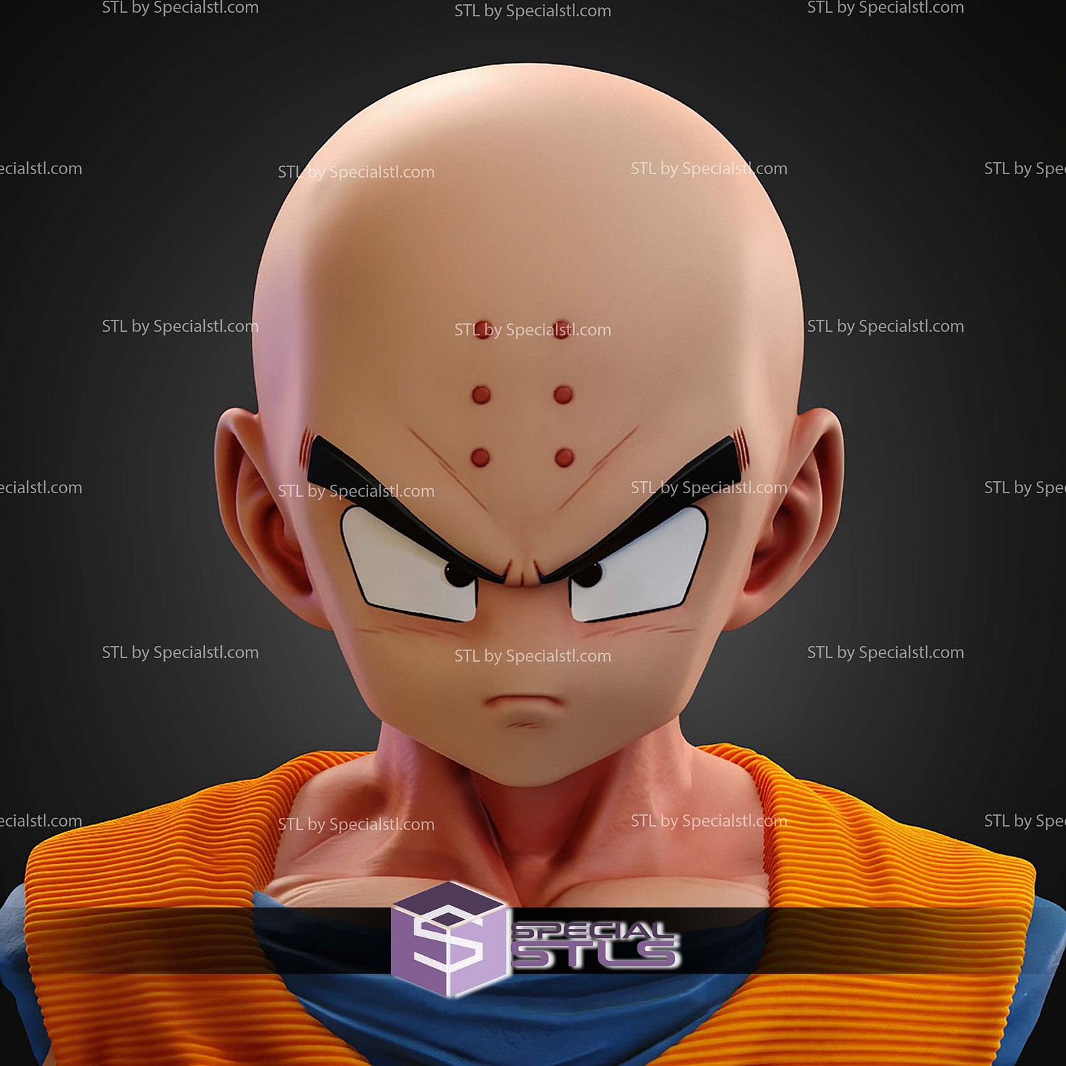 Krillin Bust STL Files 3D Model — view 2