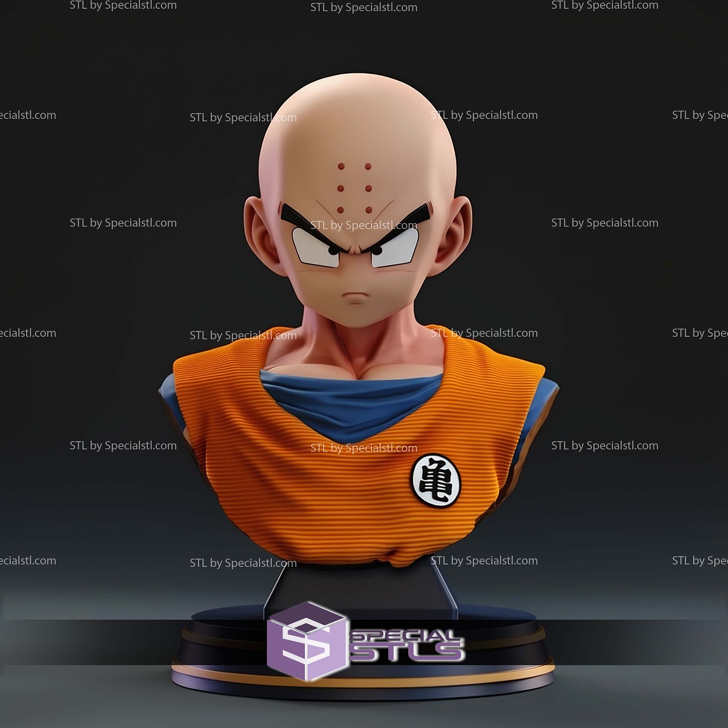 Krillin Bust STL Files 3D Model — view 3