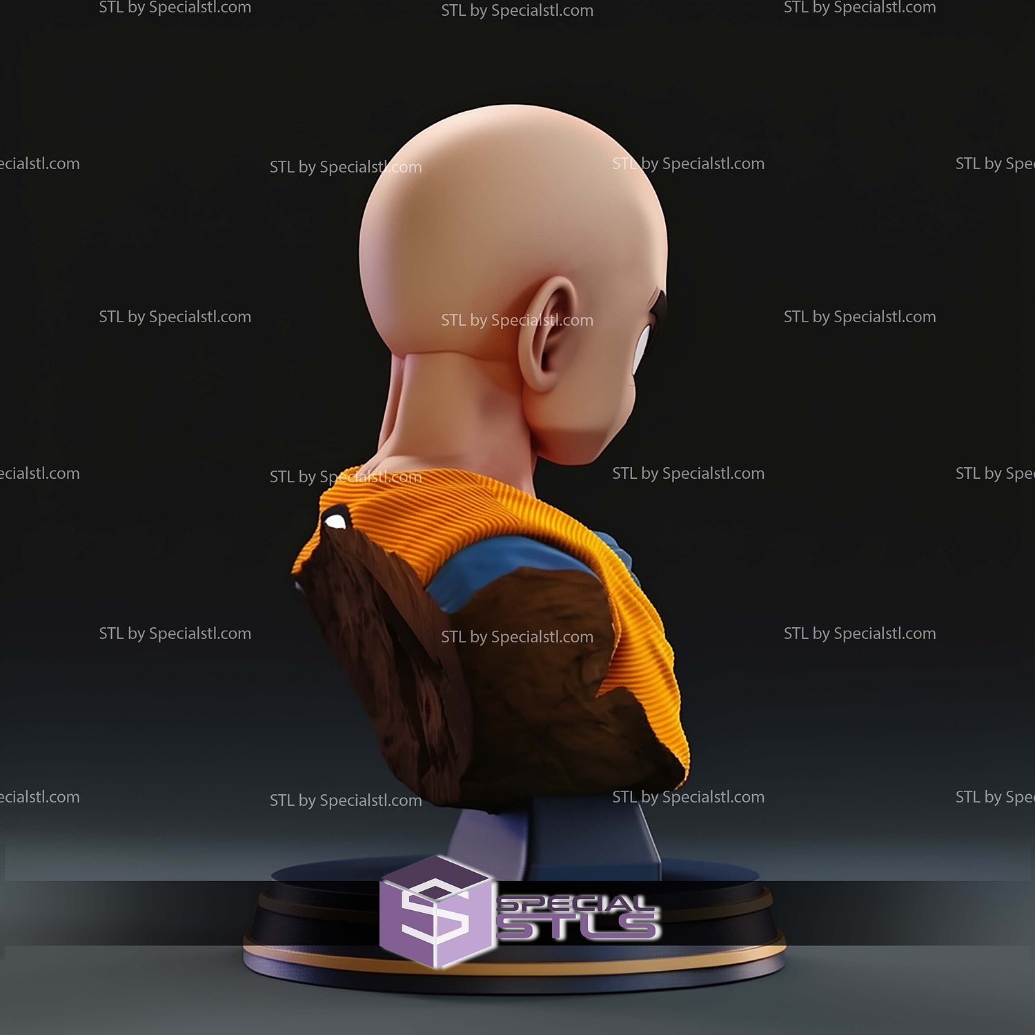 Krillin Bust STL Files 3D Model — view 4