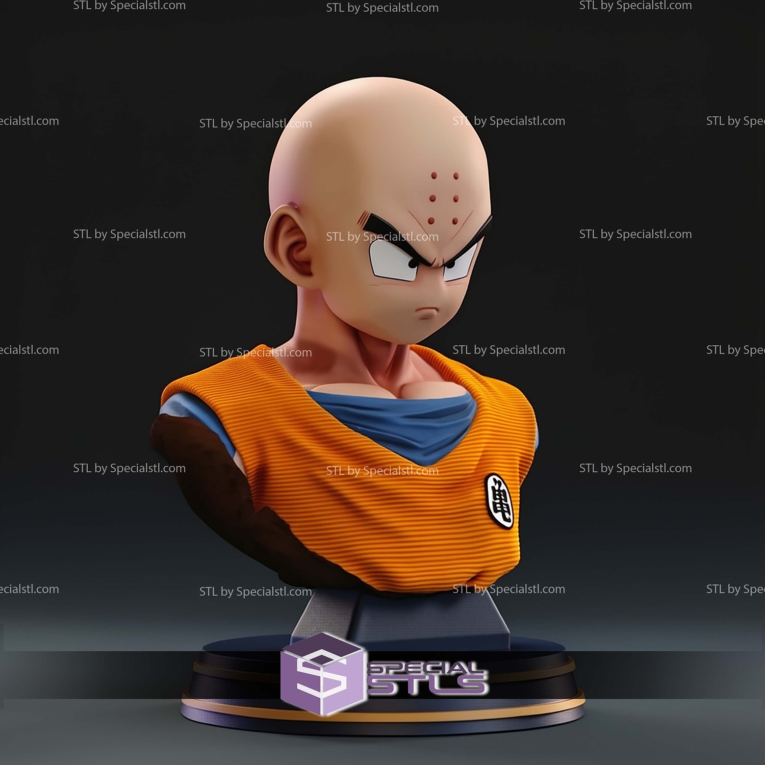 Krillin Bust STL Files 3D Model — view 5