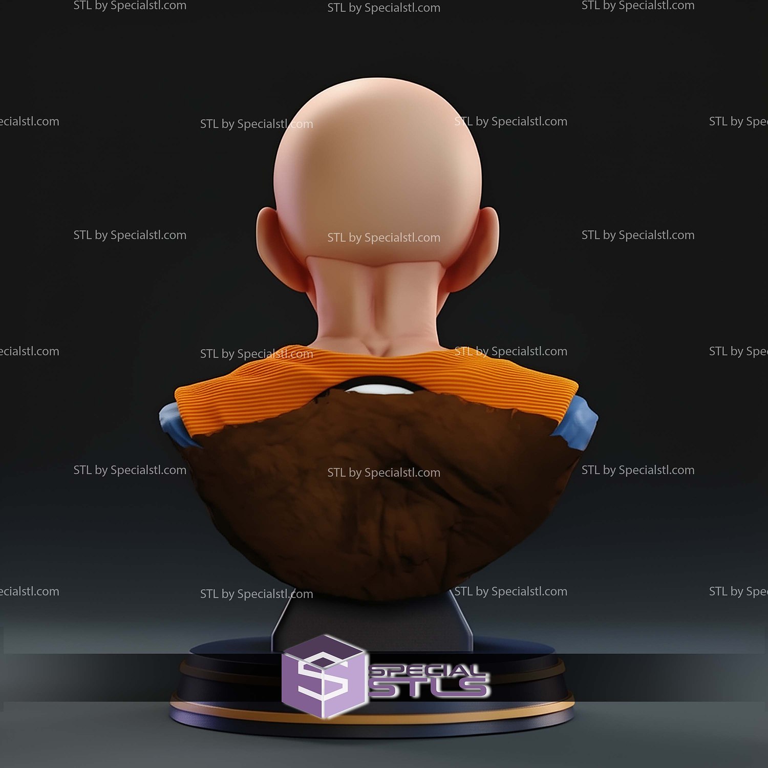 Krillin Bust STL Files 3D Model — view 6