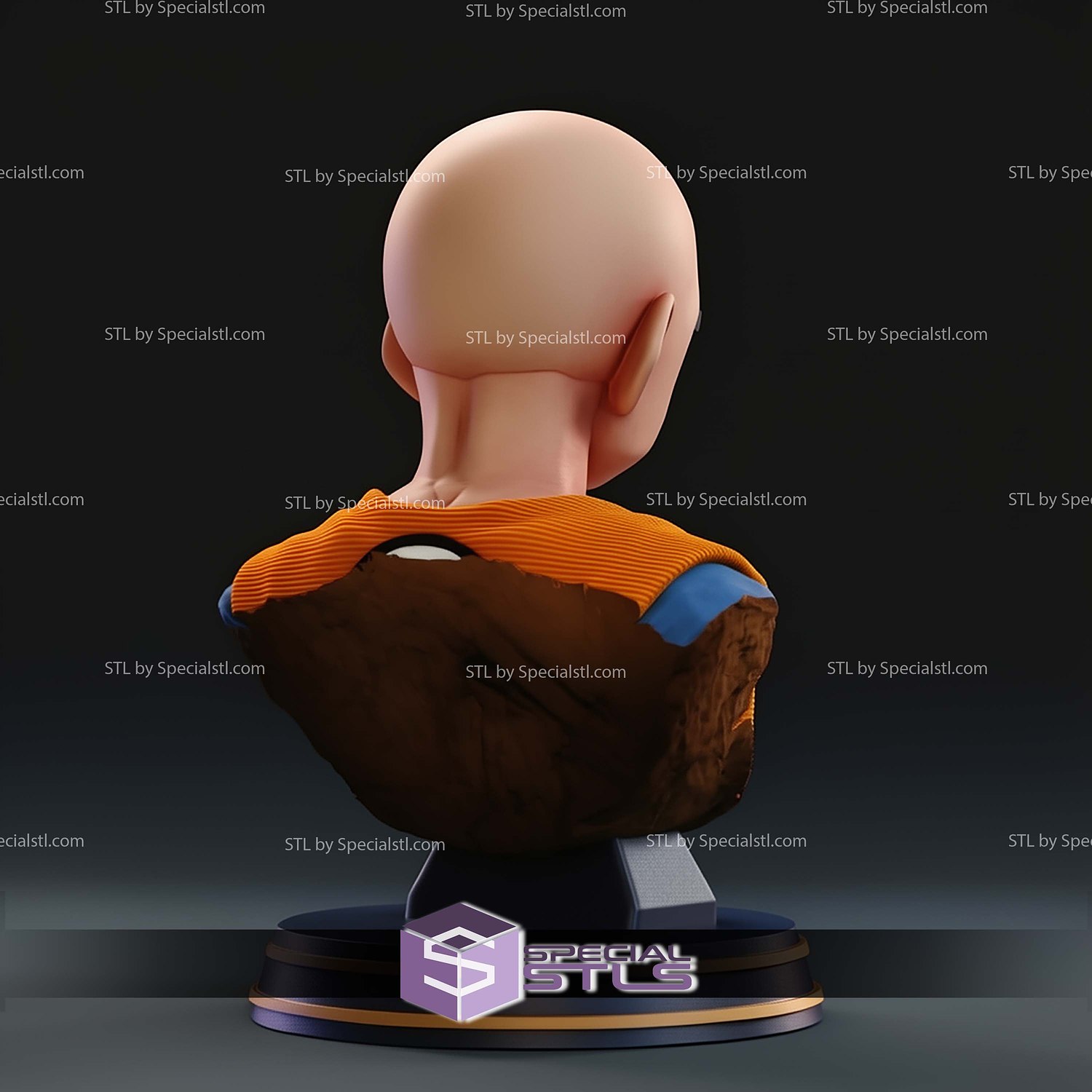 Krillin Bust STL Files 3D Model — view 7