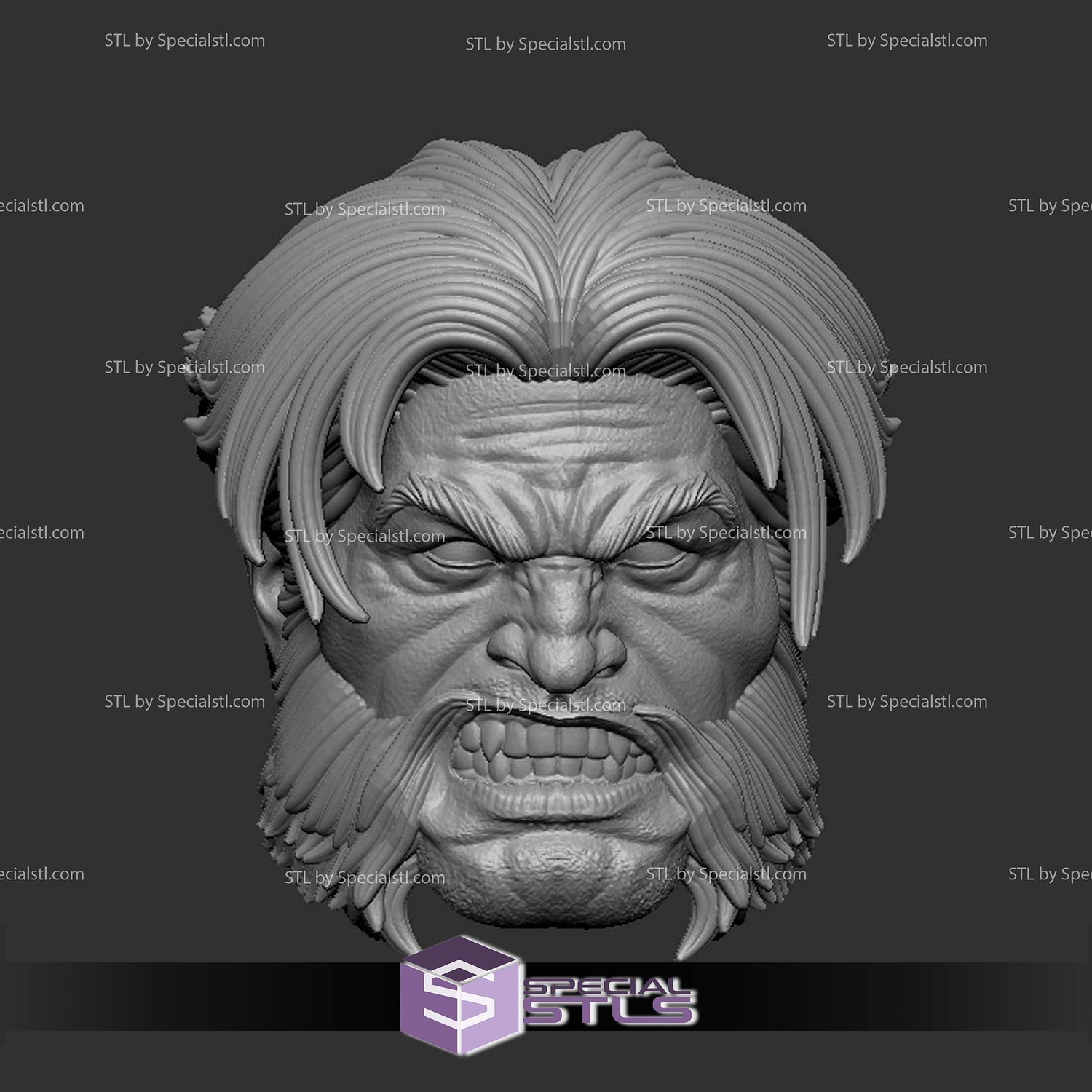 Custom Figure Head STL Collection - Wolverine Ultimate Angry 3D Model — view 2
