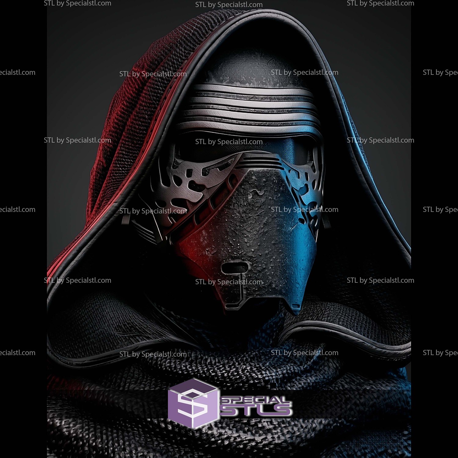 Kylo Ren Portrait Bust 470mm STL Files 3D Model — view 3