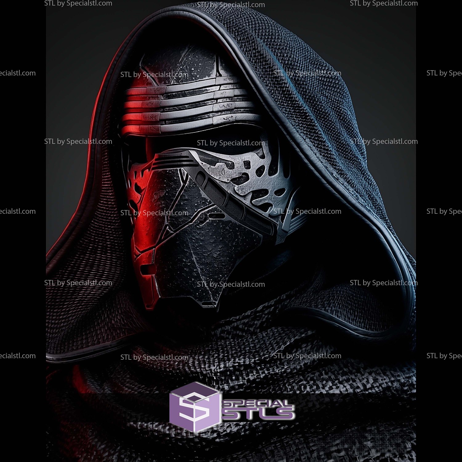 Kylo Ren Portrait Bust 470mm STL Files 3D Model — view 5