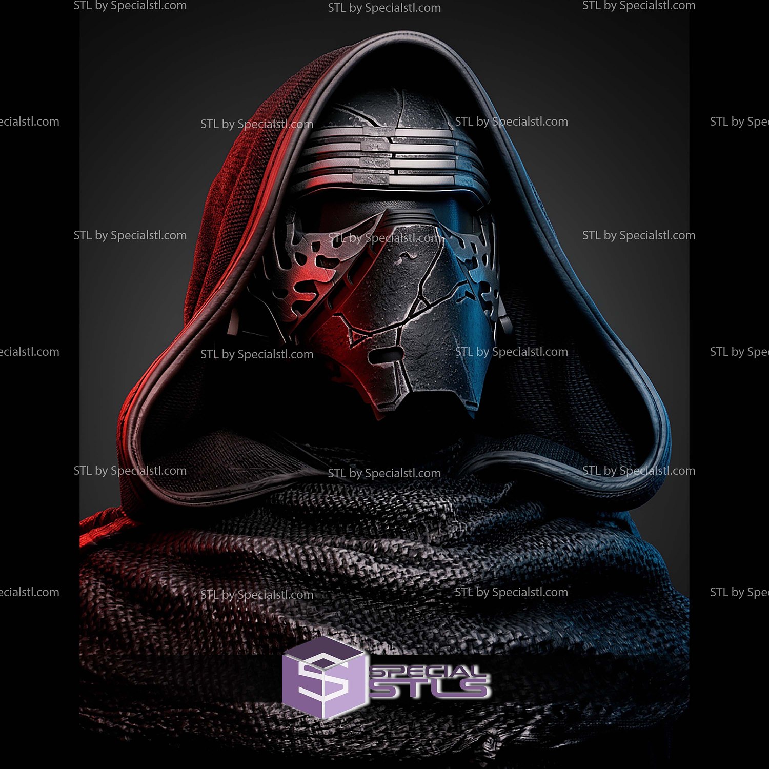 Kylo Ren Portrait Bust 470mm STL Files 3D Model — view 6