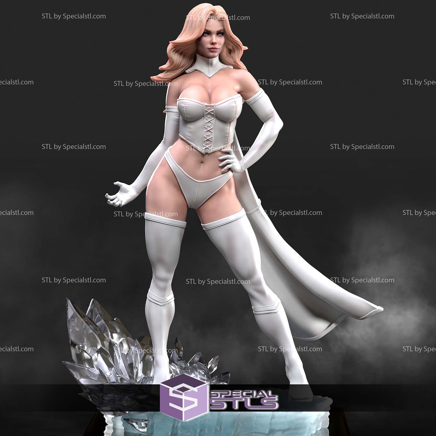 Emma Frost Attractive White 3D Printer Files STL Model — view 2