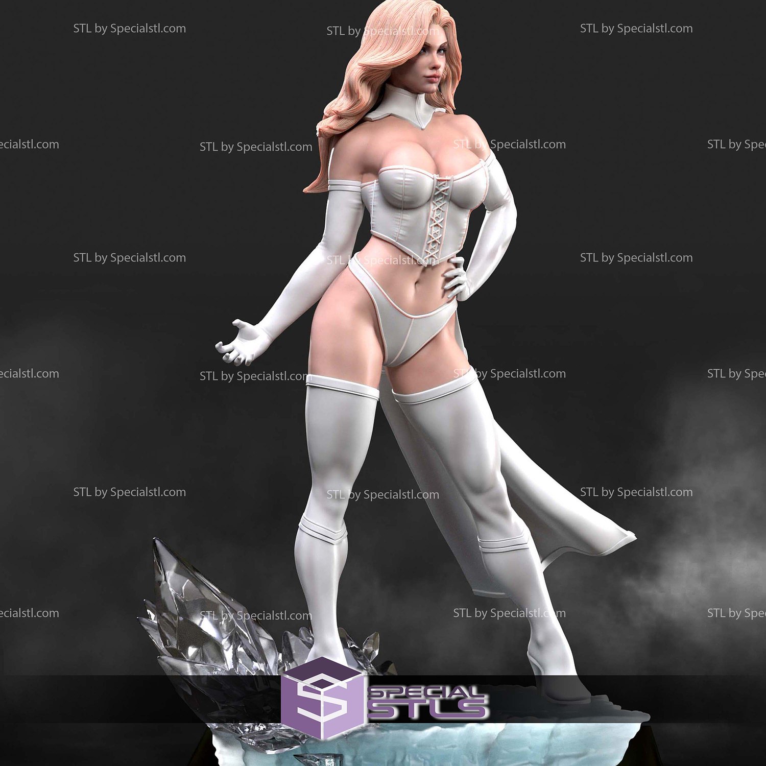 Emma Frost Attractive White 3D Printer Files STL Model — view 3