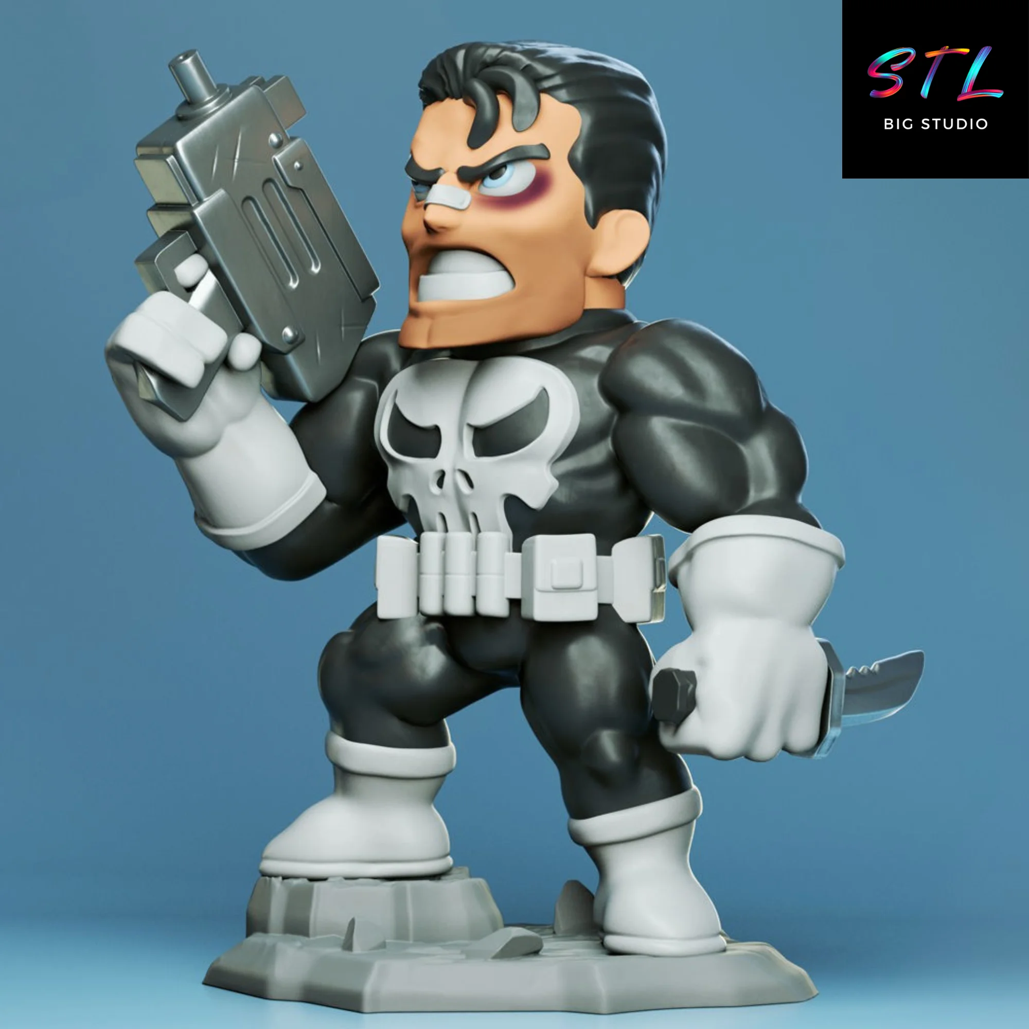 STL Punisher Chibi | Marvel | 3D Printable Figure Model