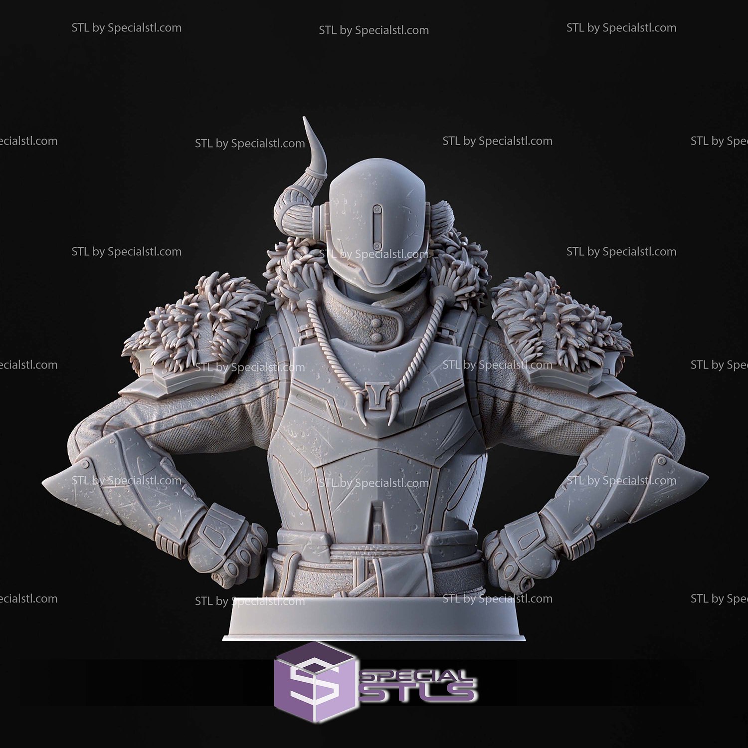Destiny Lord Shaxx Bust STL Files 3D Model — view 2