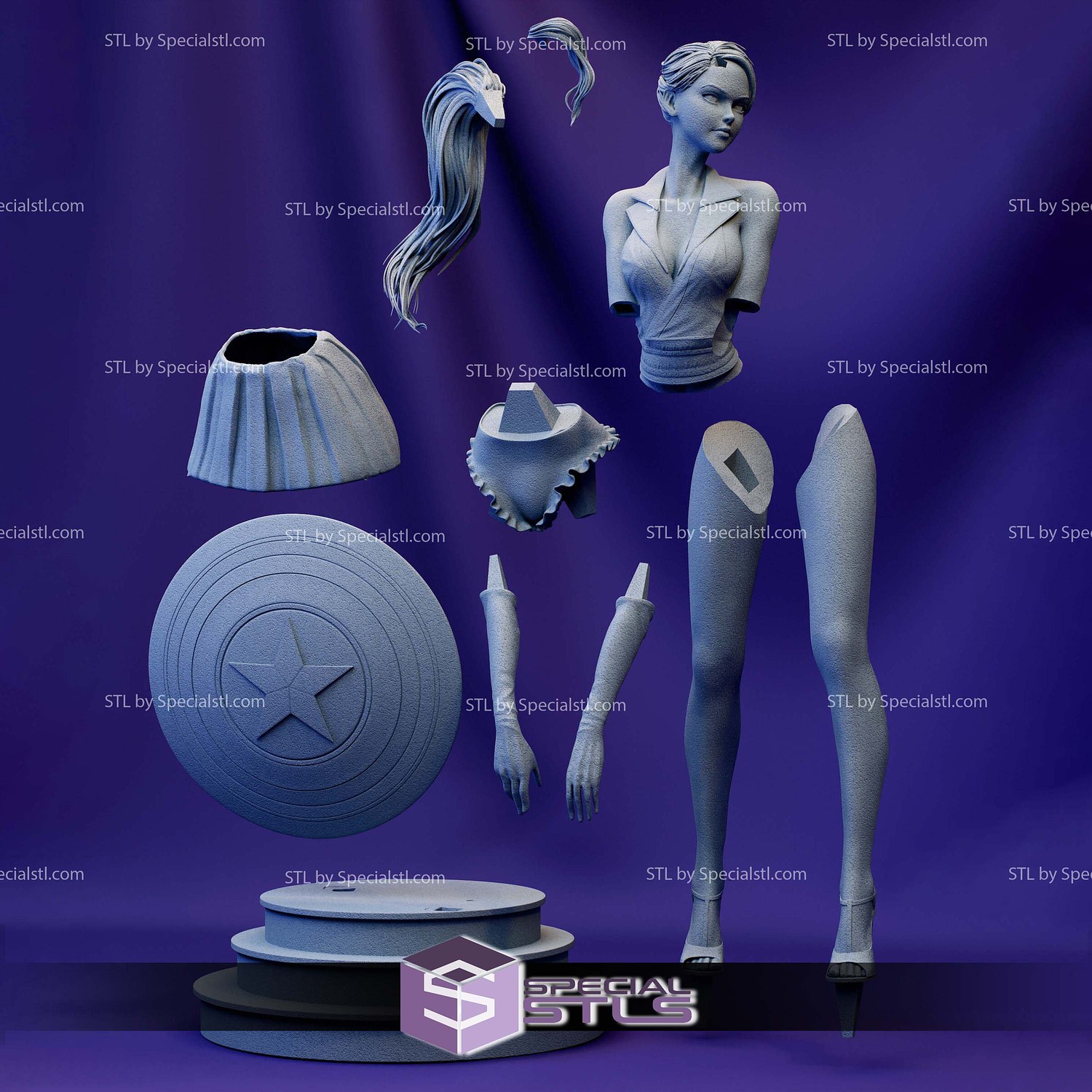 Captain American Uso Lady STL Files 3D Model — view 2