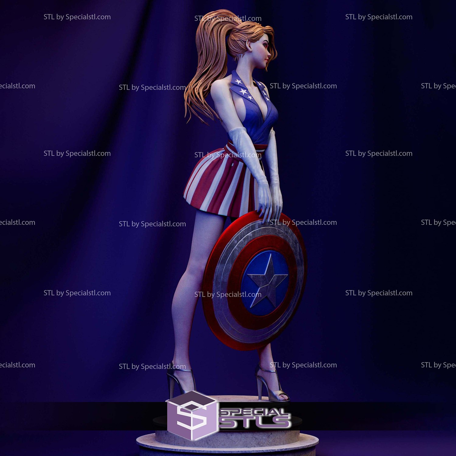 Captain American Uso Lady STL Files 3D Model — view 3