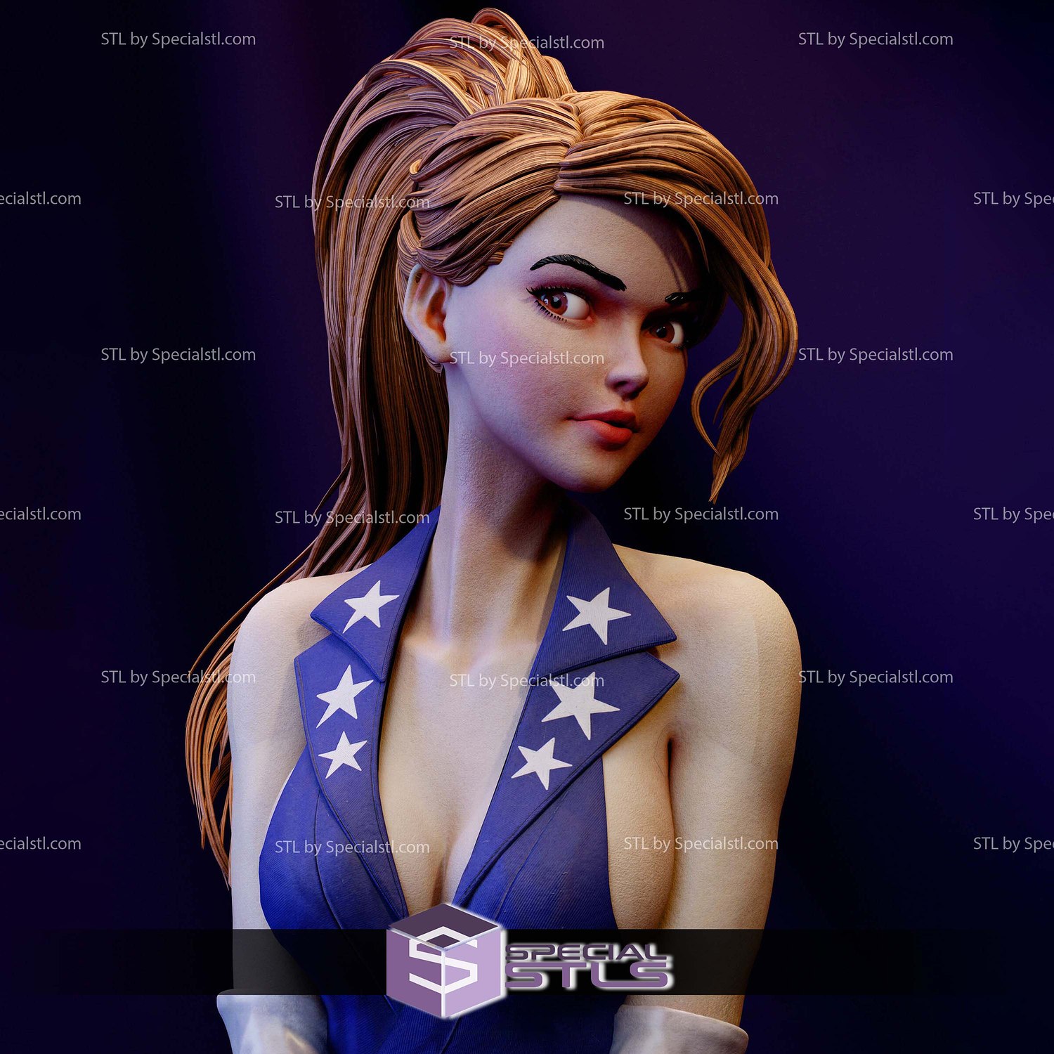 Captain American Uso Lady STL Files 3D Model — view 4