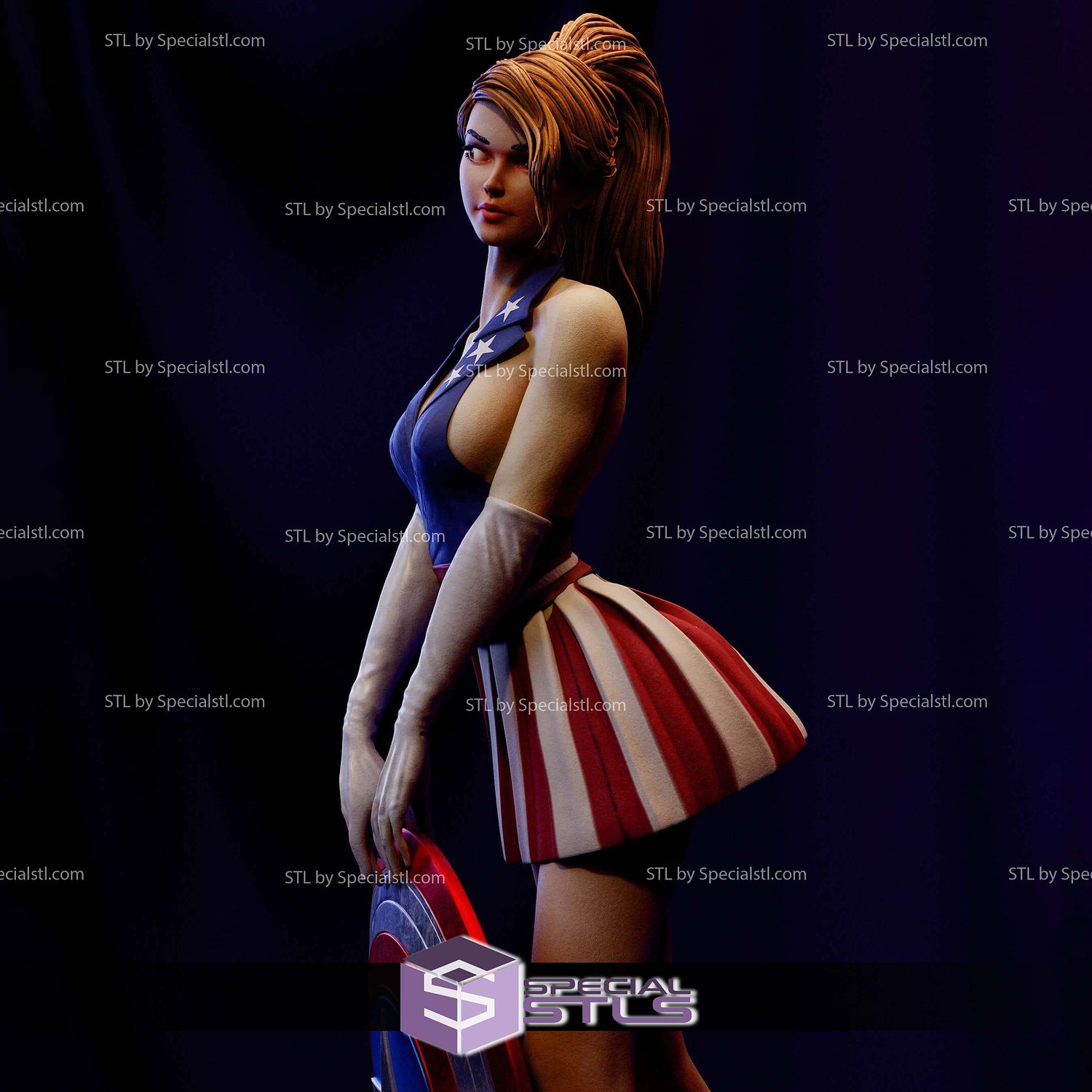 Captain American Uso Lady STL Files 3D Model — view 5