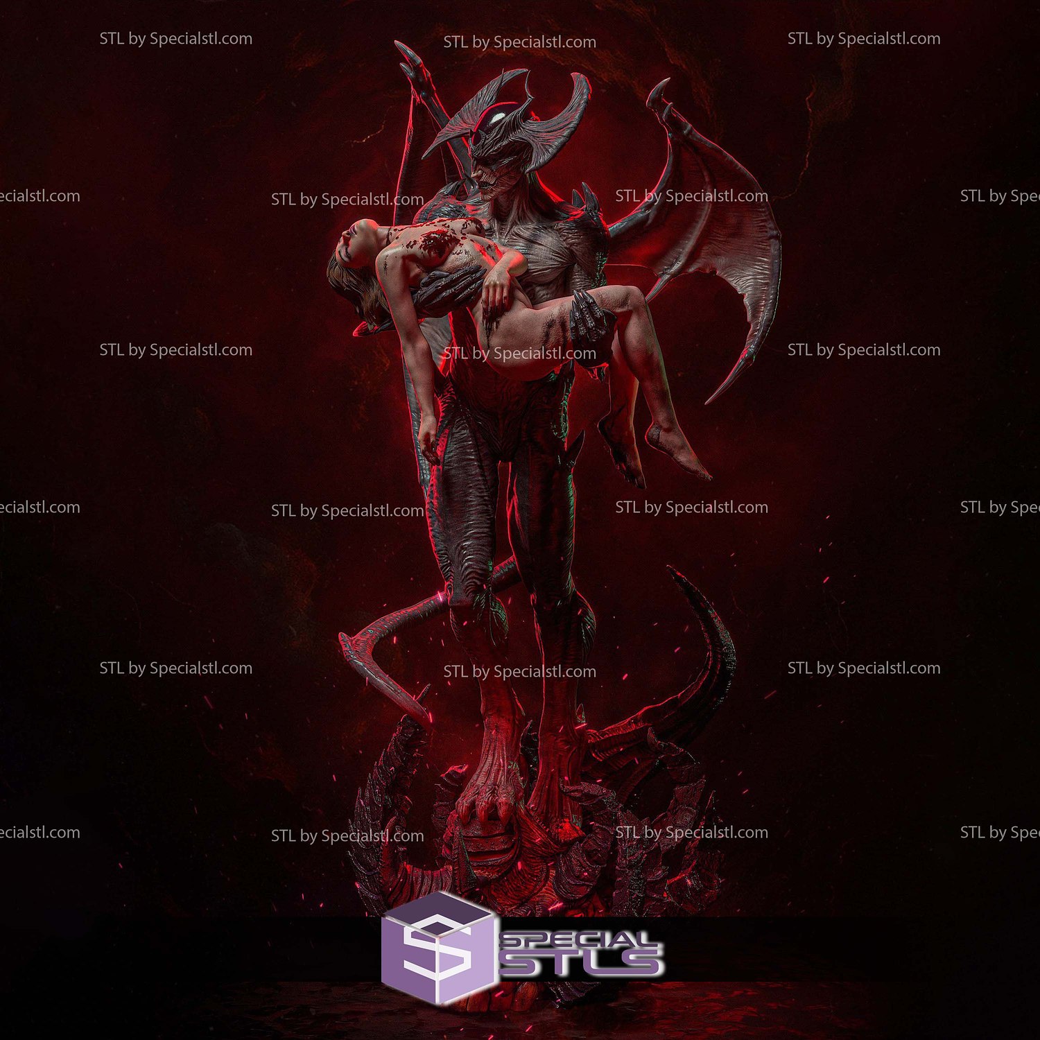 Devilman and lover 563mm STL Files 3D Model — view 2