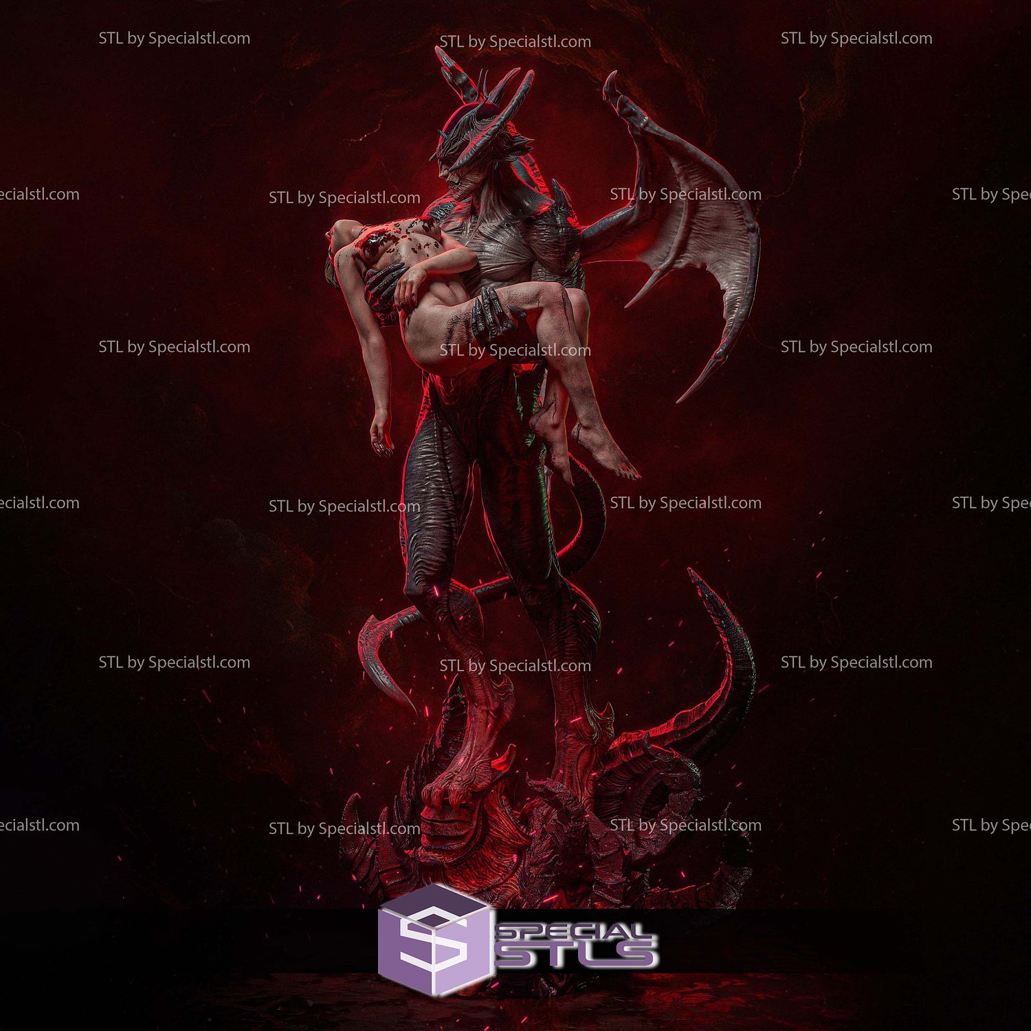 Devilman and lover 563mm STL Files 3D Model — view 3