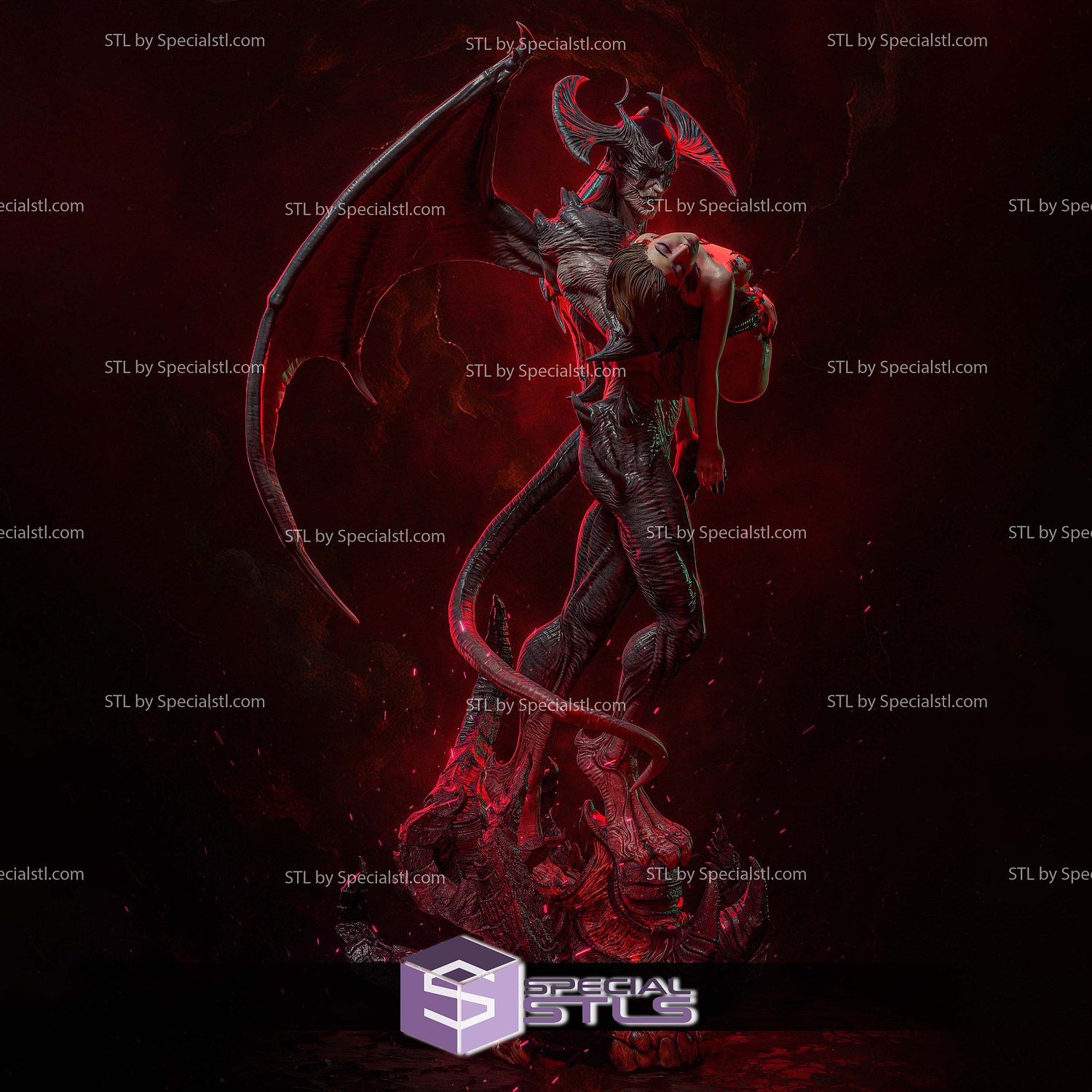 Devilman and lover 563mm STL Files 3D Model — view 5