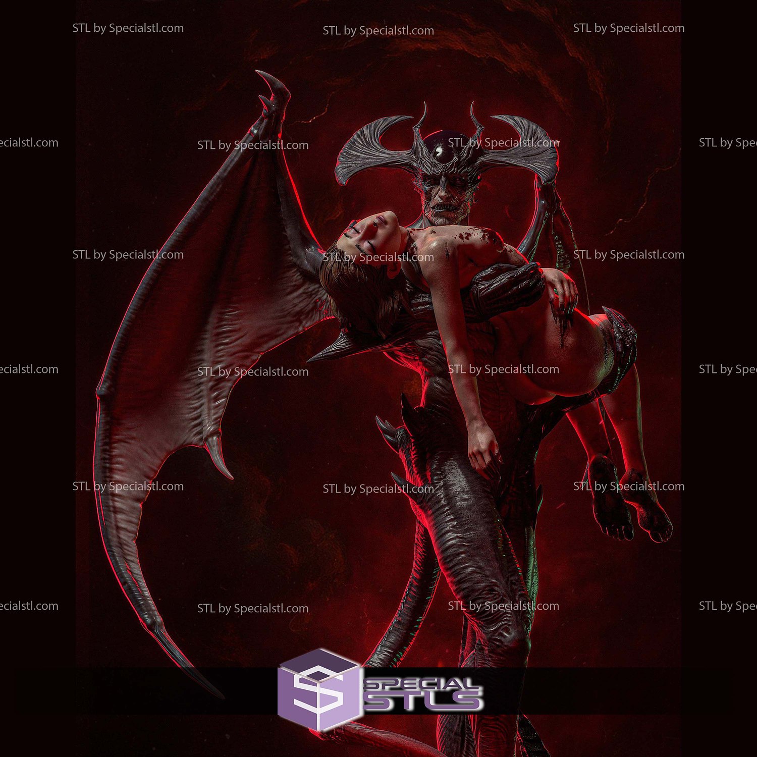 Devilman and lover 563mm STL Files 3D Model — view 6