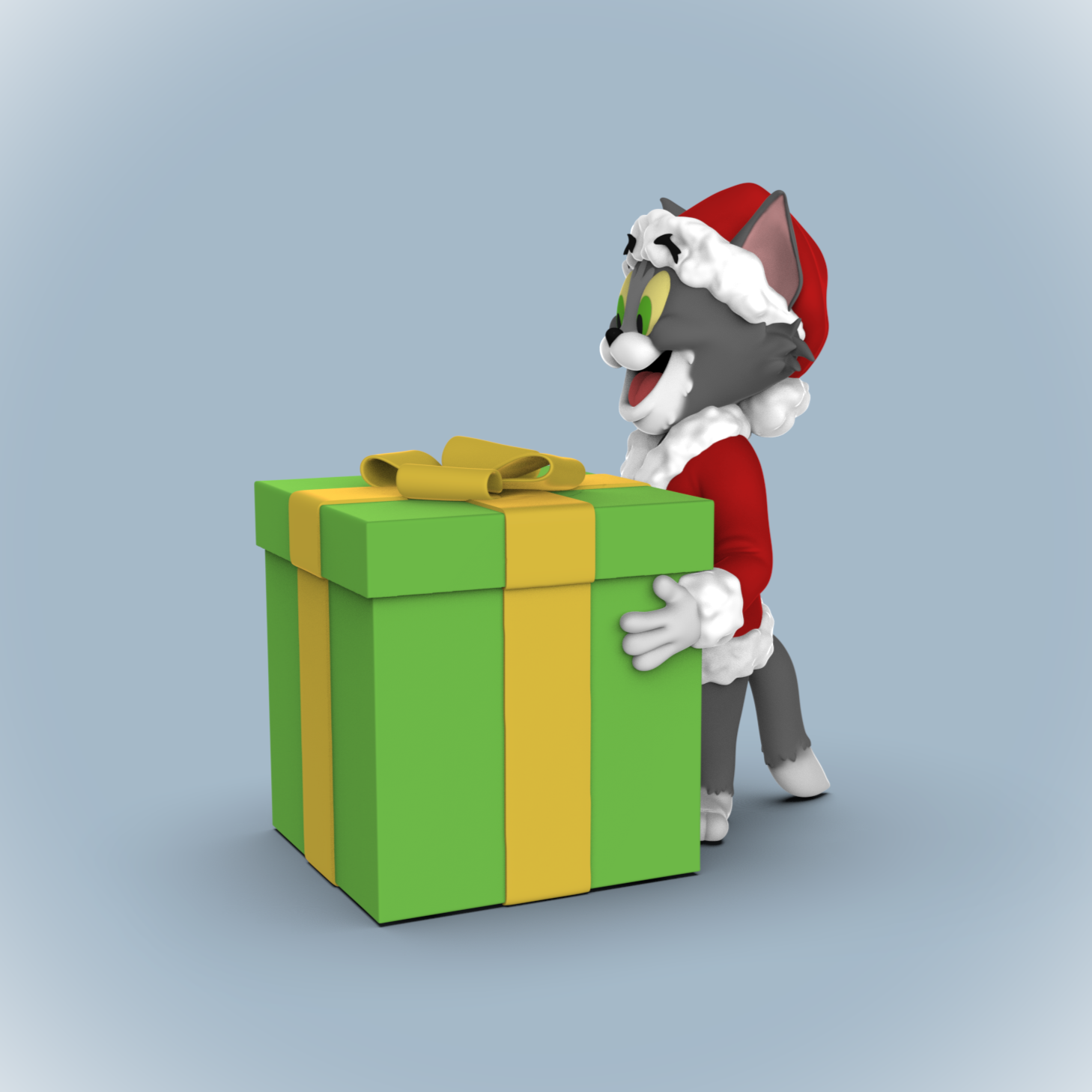 Tom (Tom&Jerry) Xmas Gift Box 3D STL Model