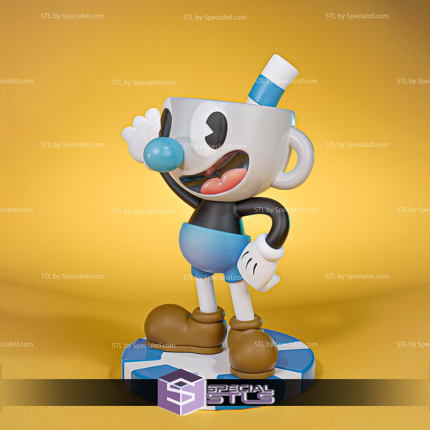 Mugman Cuphead Sculptures 3D Printing STL Model — view 2