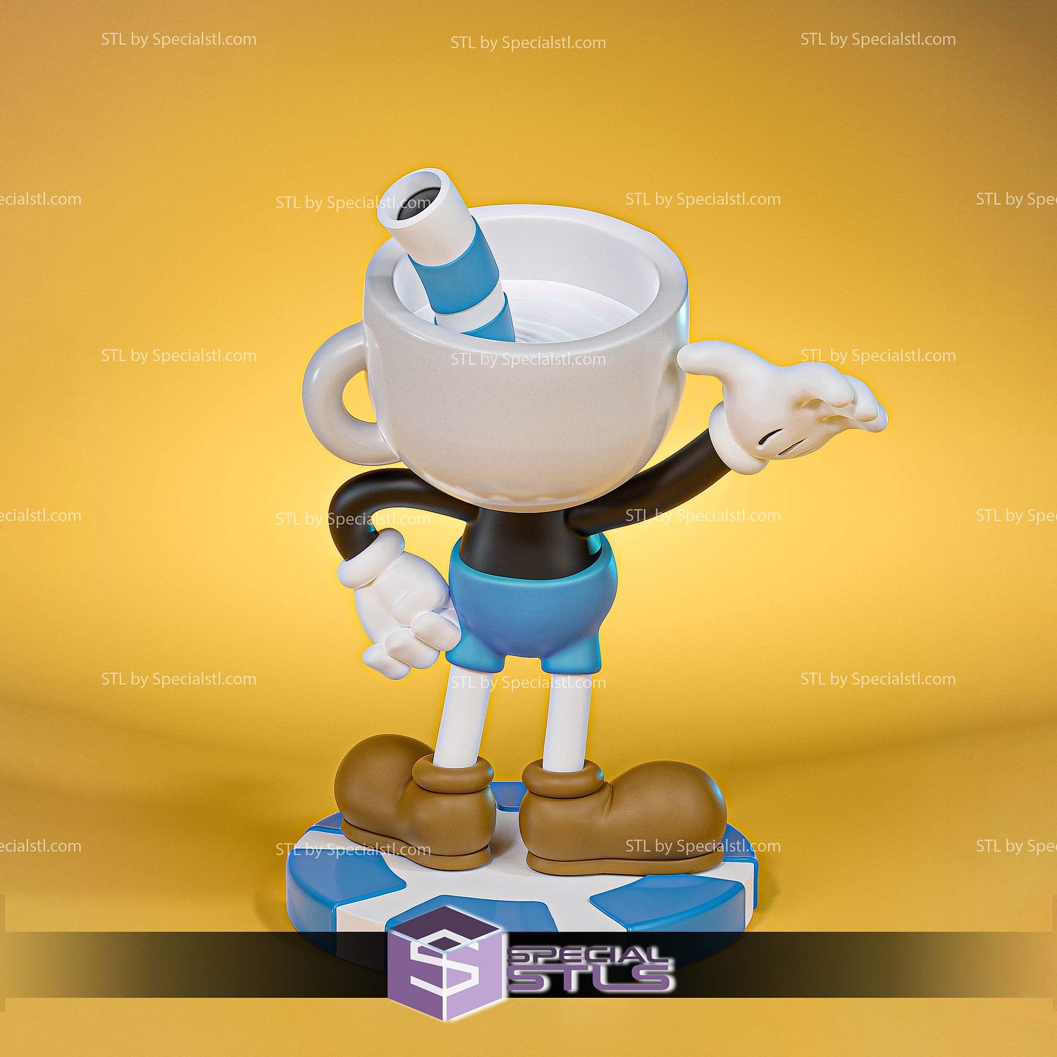 Mugman Cuphead Sculptures 3D Printing STL Model — view 3