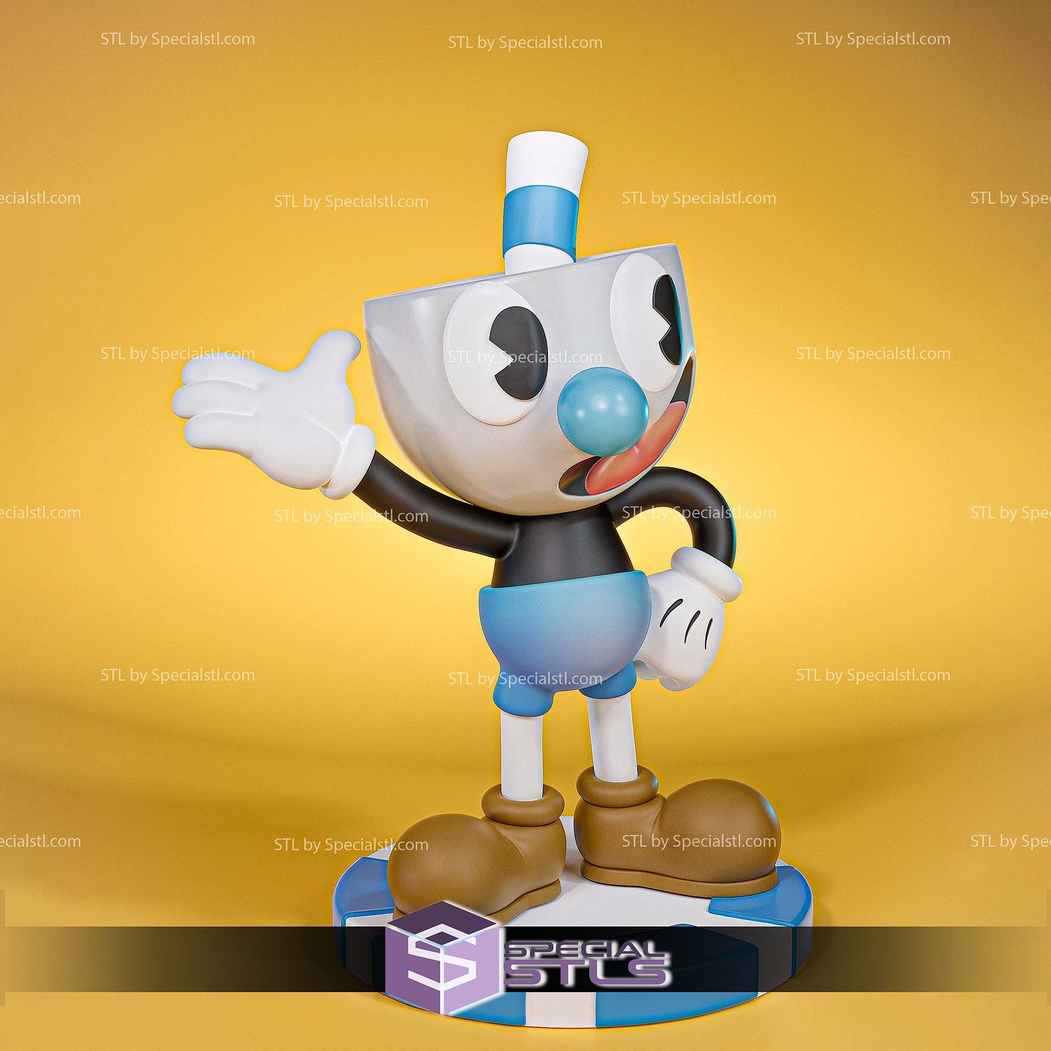Mugman Cuphead Sculptures 3D Printing STL Model — view 6