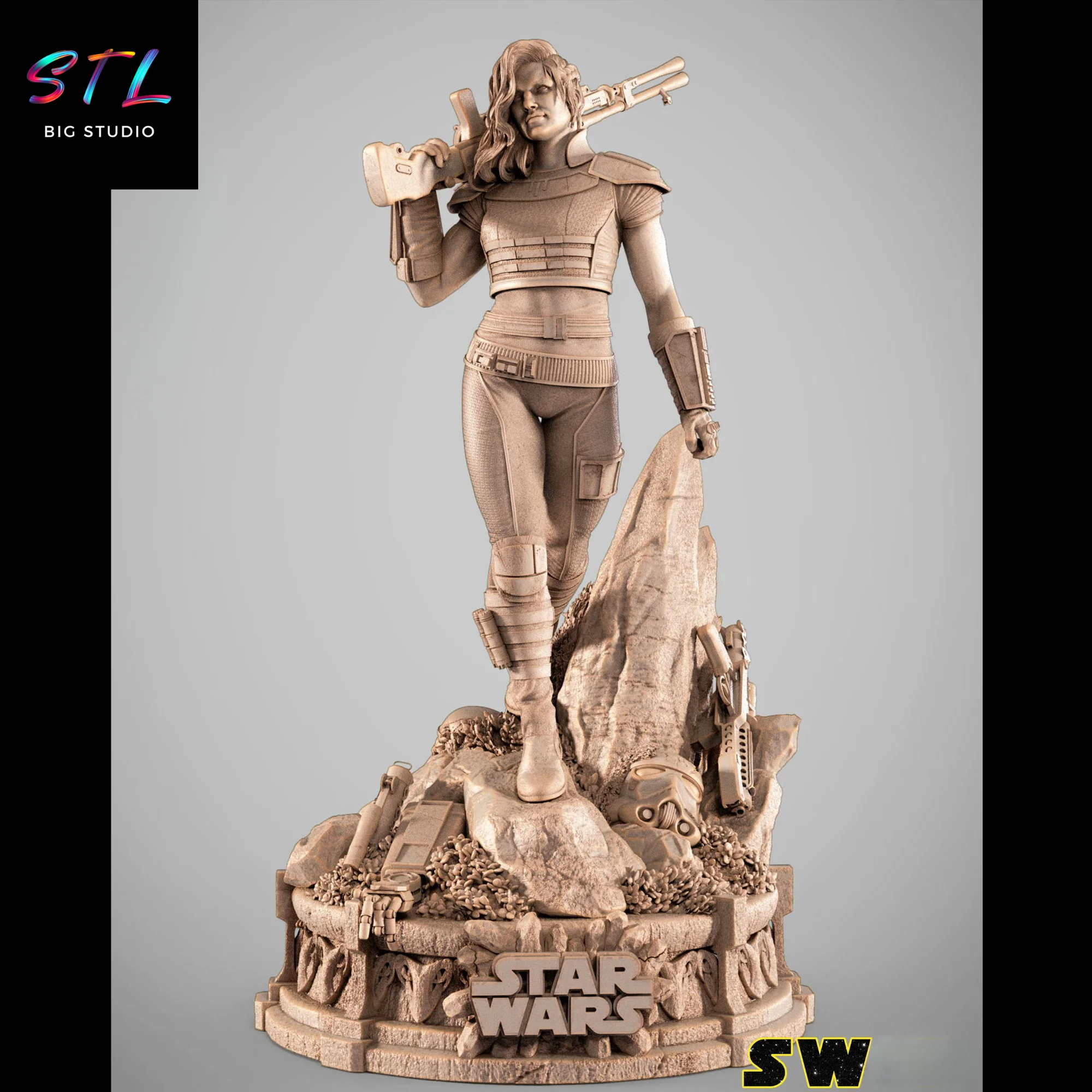 Cara Dune STL | Star Wars | 3D Printable Figure Model