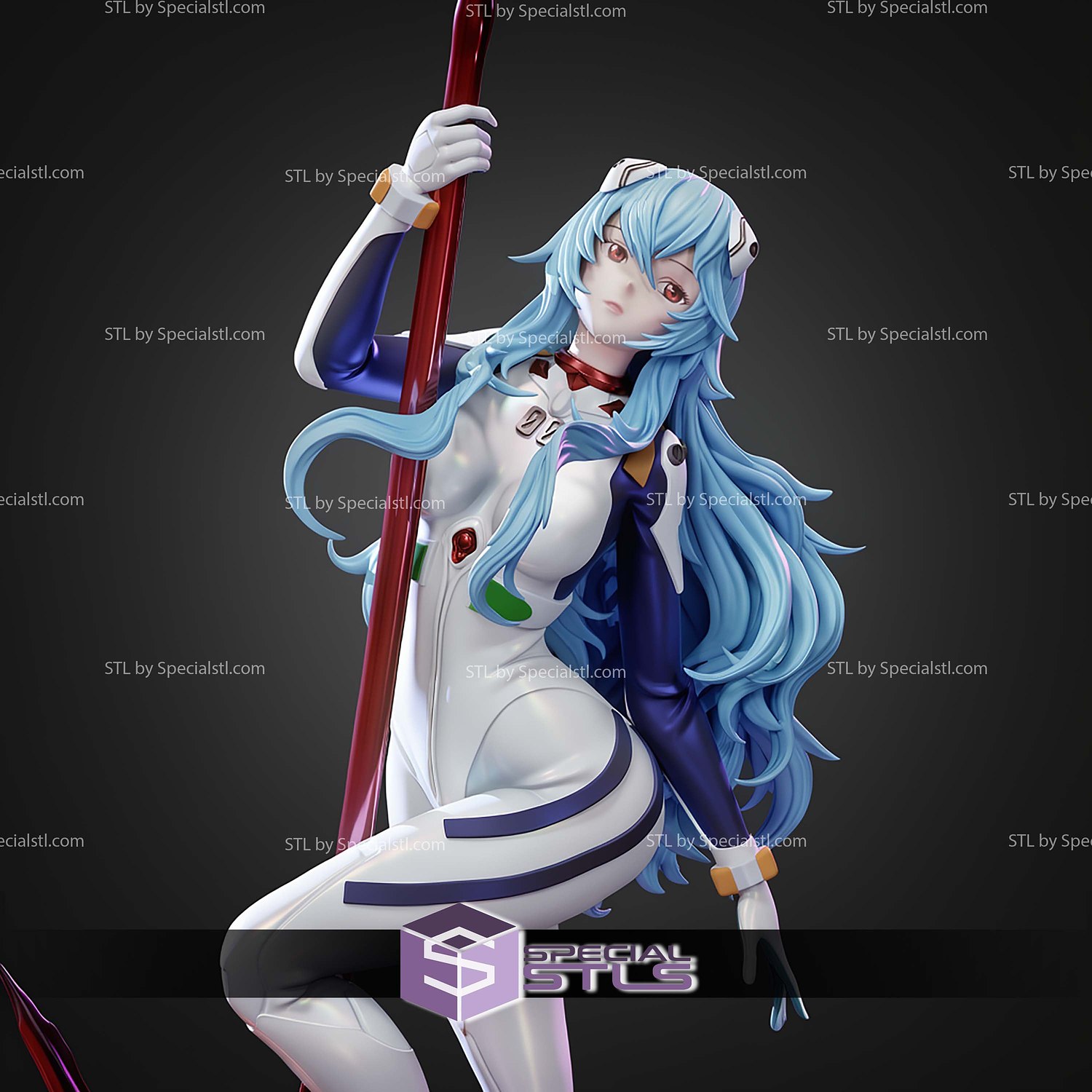 Rei Ayanami Evangelion Calm Pose STL Files 3D Model — view 5