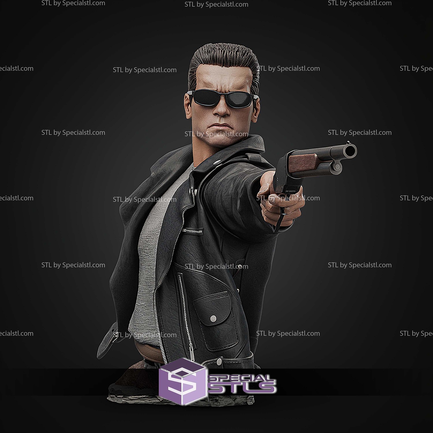 Terminator T-800 Pointing Bust 150mm STL Files 3D Model — view 2