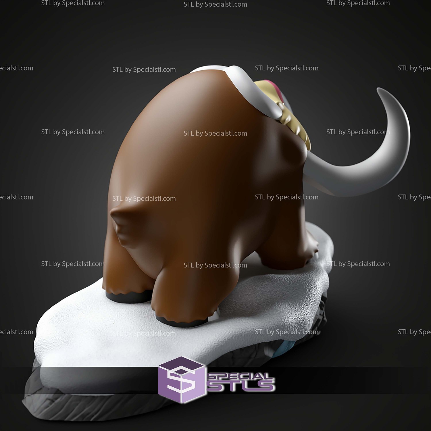 Basic Pokemon Collection Mamoswine on Cliff 3D STL Model — view 4
