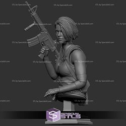 Jill Valentine Bust Sitting with Gun STL Files 3D Model
