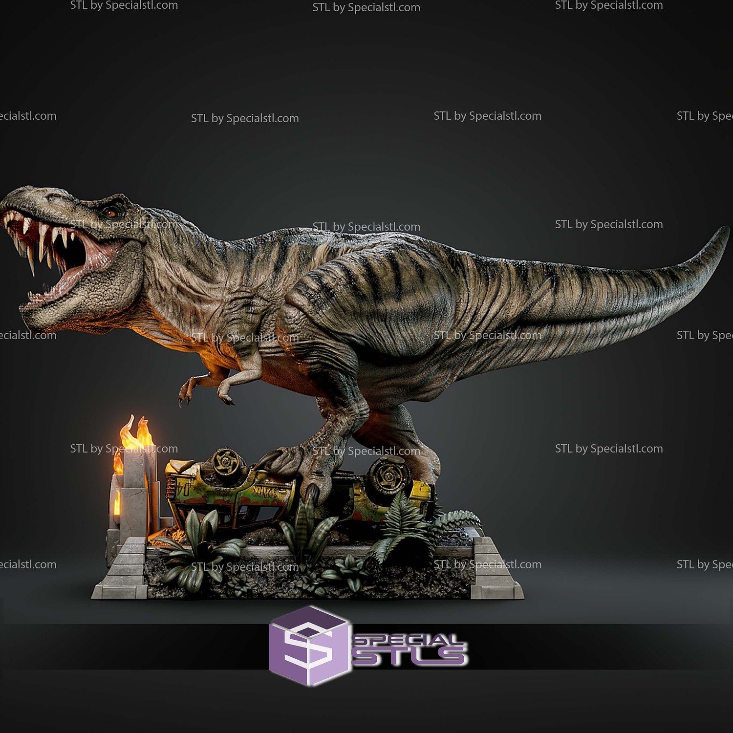 T Rex Jurassic Park 350mm STL Files 3D Model — view 2