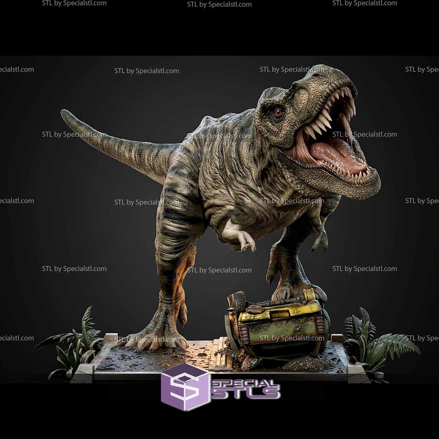 T Rex Jurassic Park 350mm STL Files 3D Model — view 3