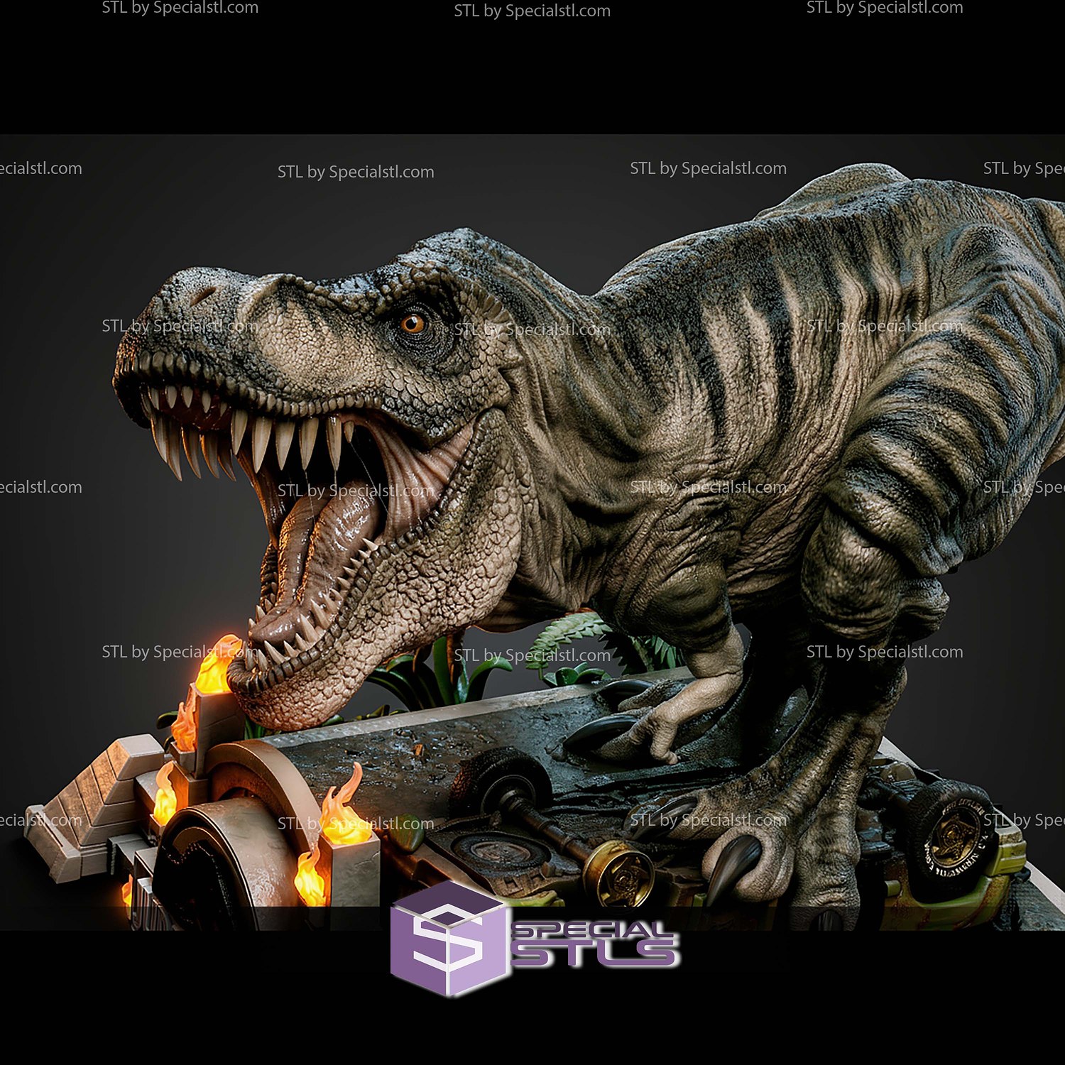 T Rex Jurassic Park 350mm STL Files 3D Model — view 4