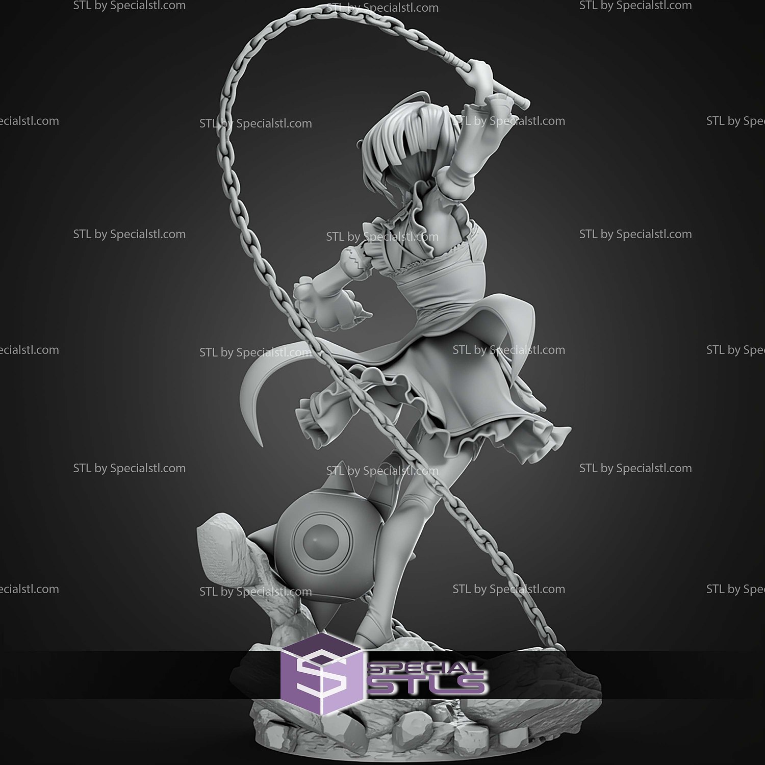 Rem ReZero 1 8 And Weapon STL Files 3D Model — view 8