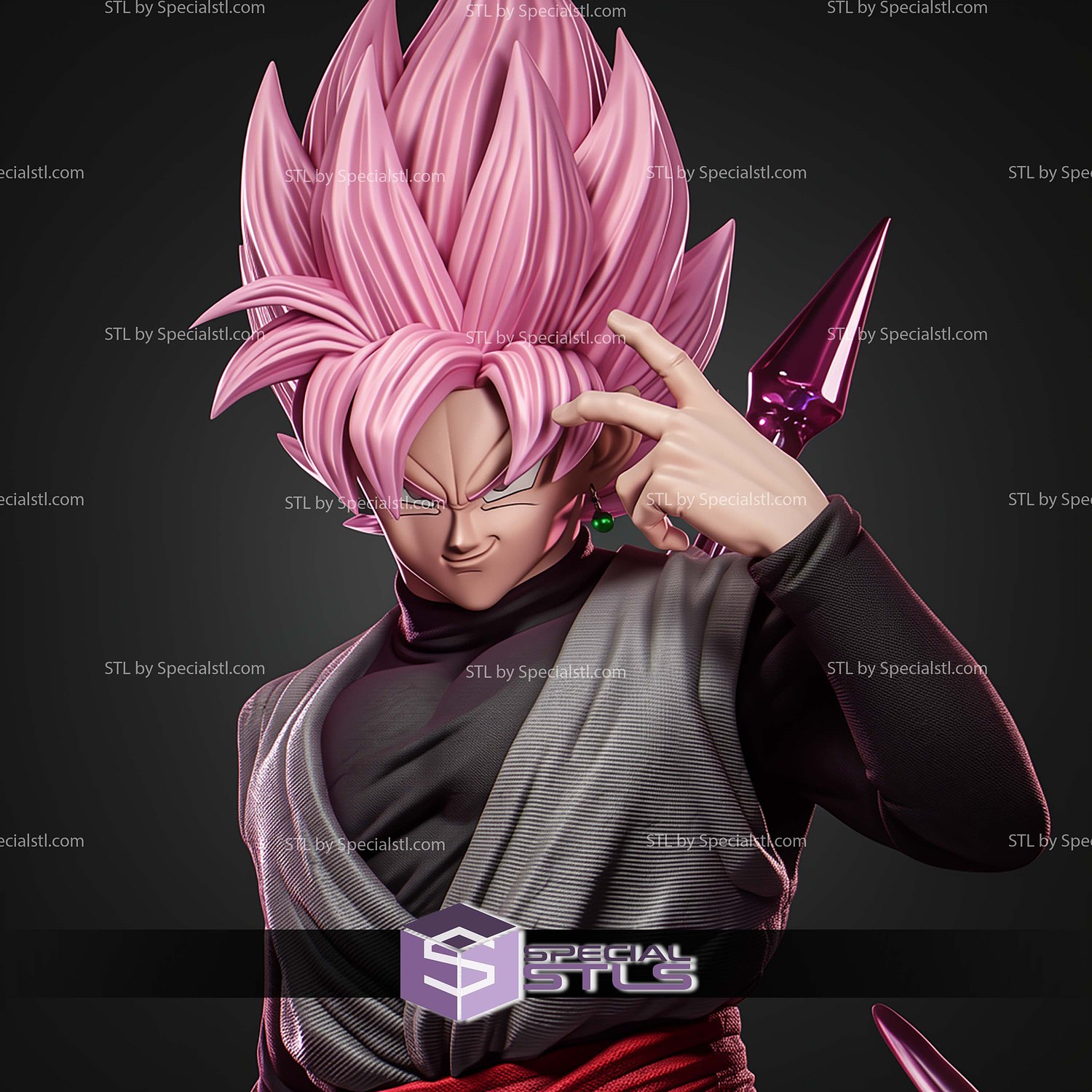 Goku Black Rose 335mm STL Files 3D Model — view 7