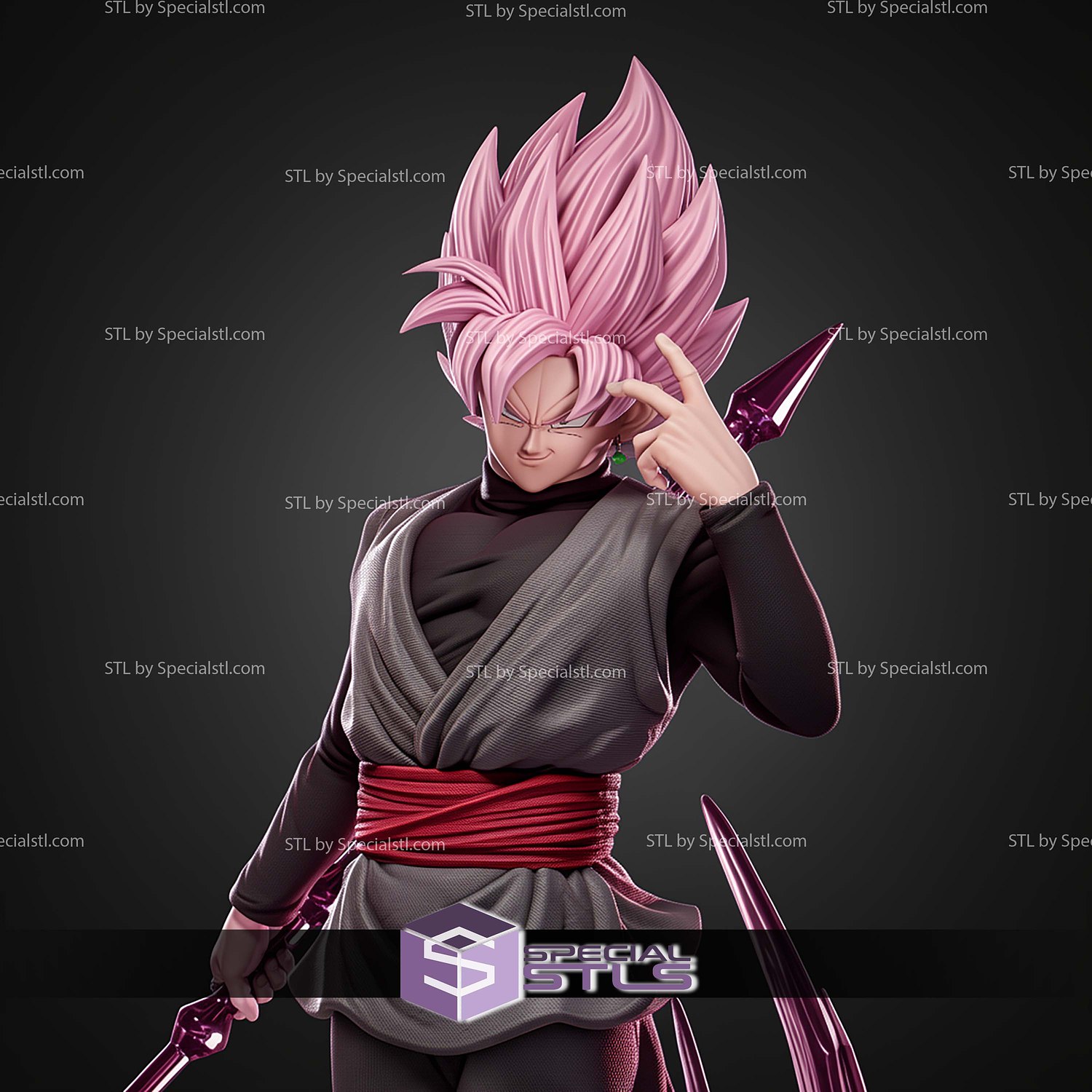 Goku Black Rose 335mm STL Files 3D Model — view 8