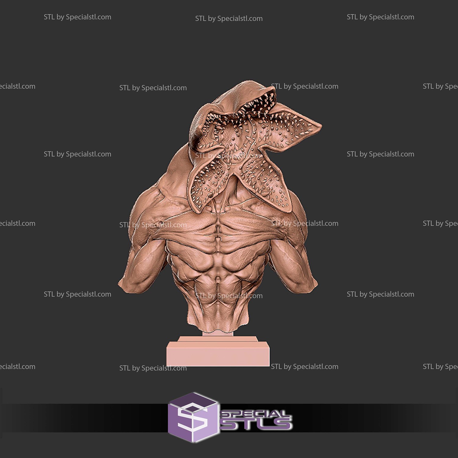 Demogorgon Portrait Bust Fanart STL Files 3D Model — view 2