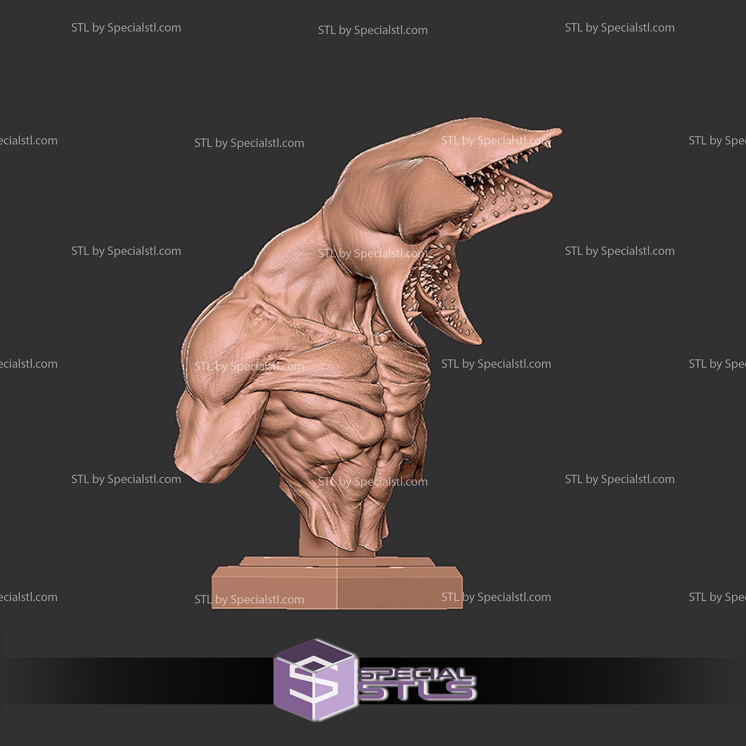 Demogorgon Portrait Bust Fanart STL Files 3D Model — view 4