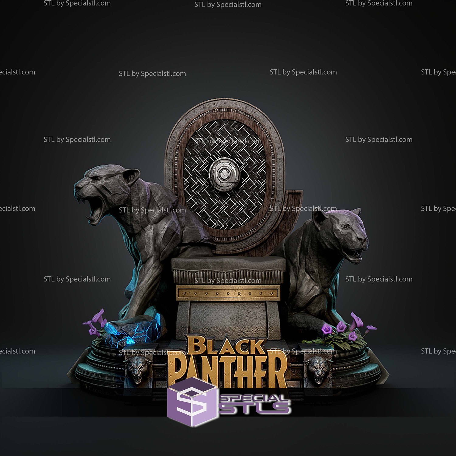 Black Panther Comics Throne 449mm STL Files 3D Model — view 2