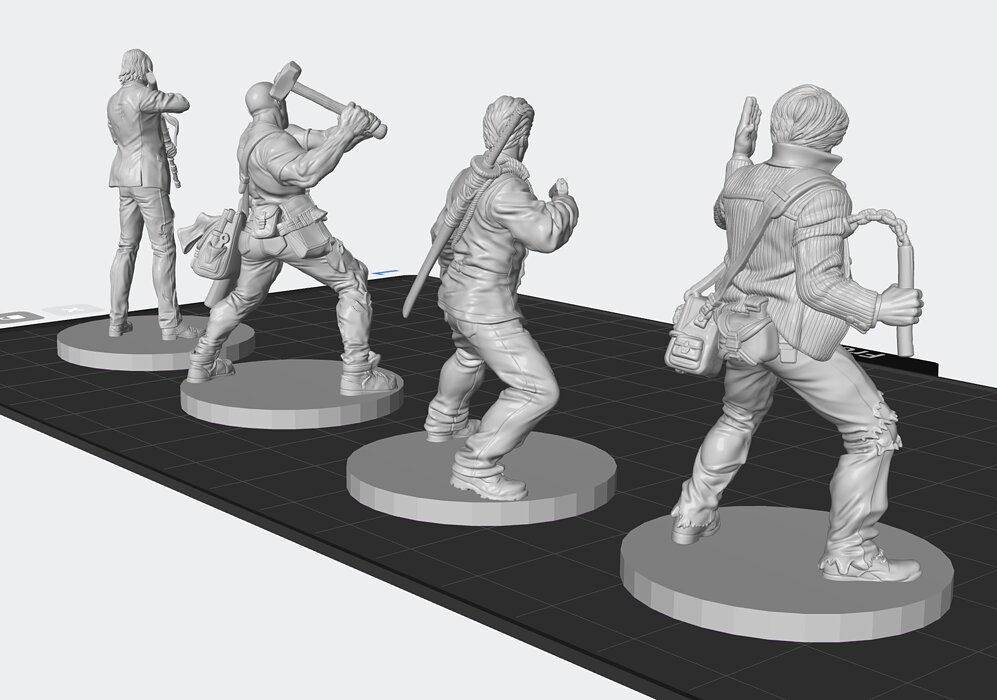Zombie Apocalypse Survivors Miniature Set Tabletop RPG 3D Print STL Model — view 3