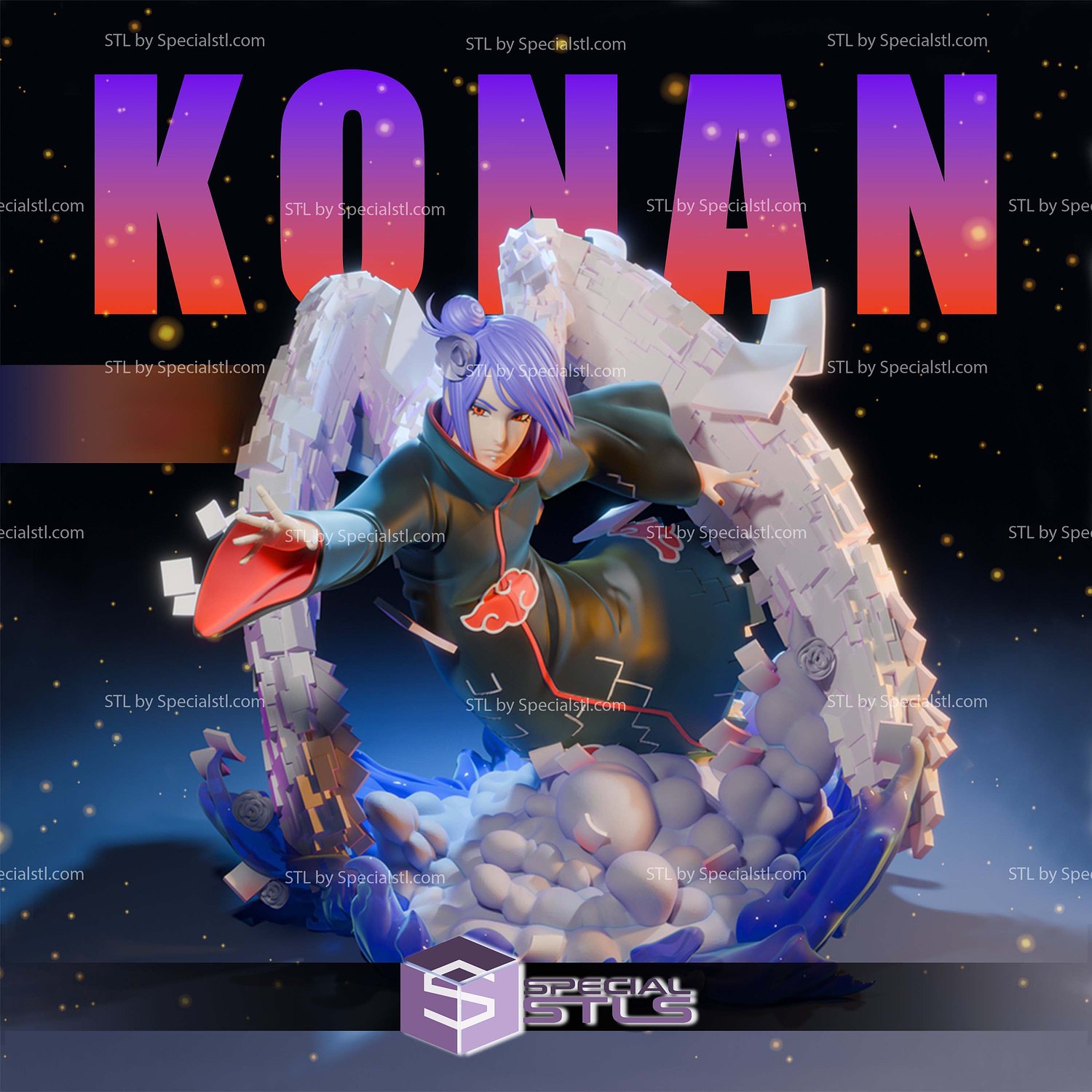 Konan Naruto in Action 3D Print Files STL Model — view 2